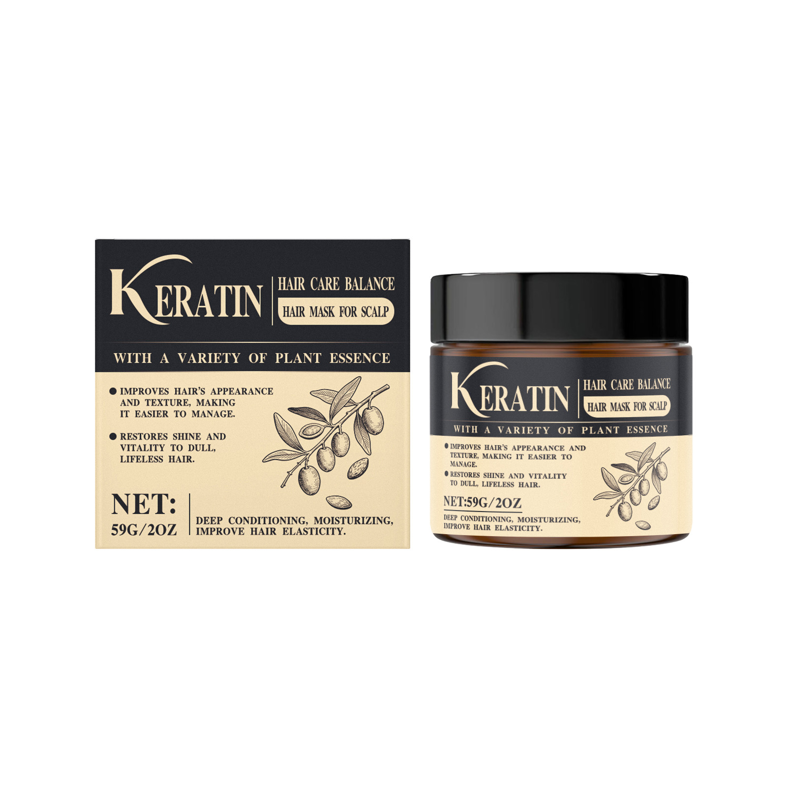 Keratin Care Hair Mask Mild Moisturizing Soft Hair Natural Shine Fluffy Gloss Massage Protect Hair Quality