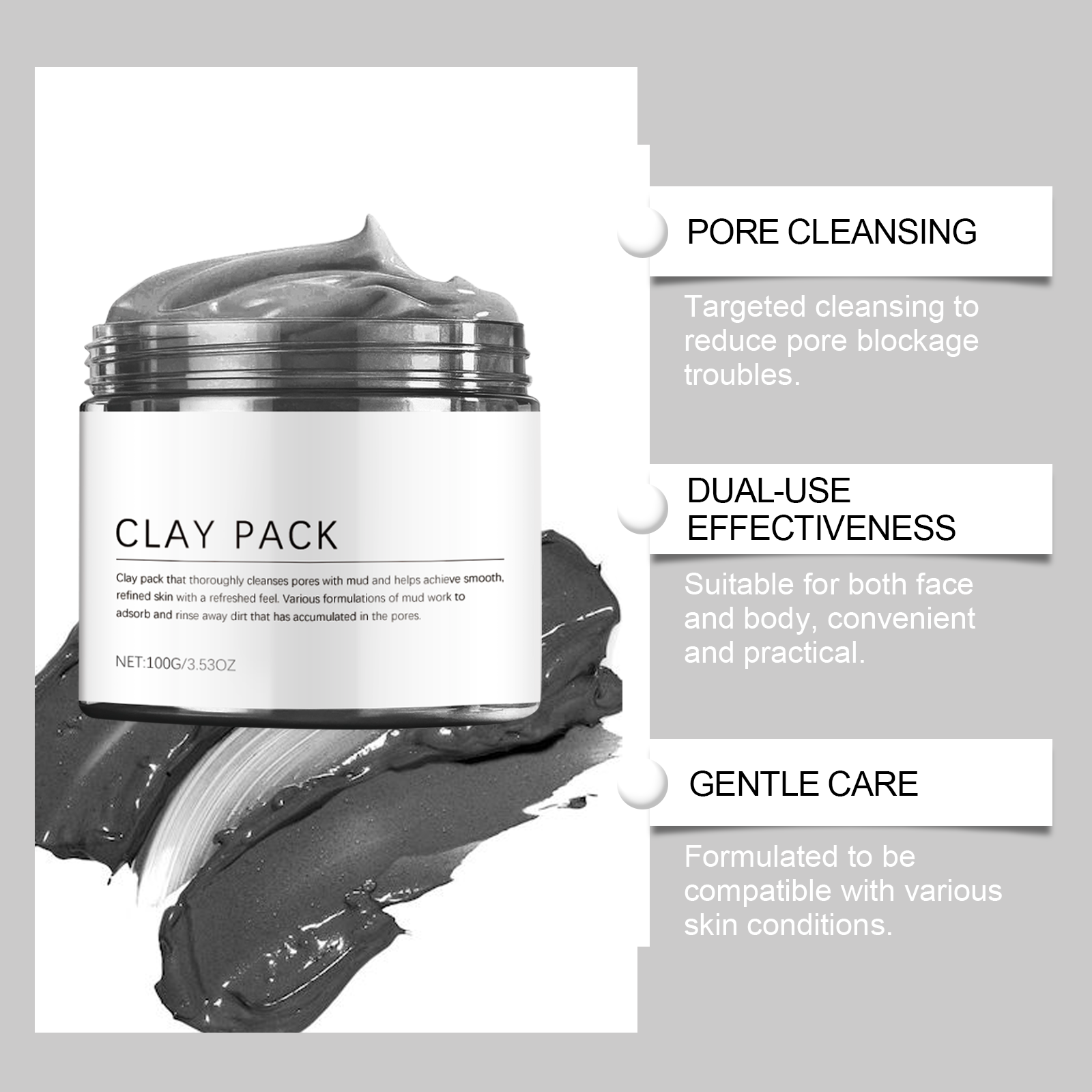 Mineral Mud Soft Skin Mask Gentle Exfoliating Smooth Tender Light Refreshing Smear Cleansing Facial Skin