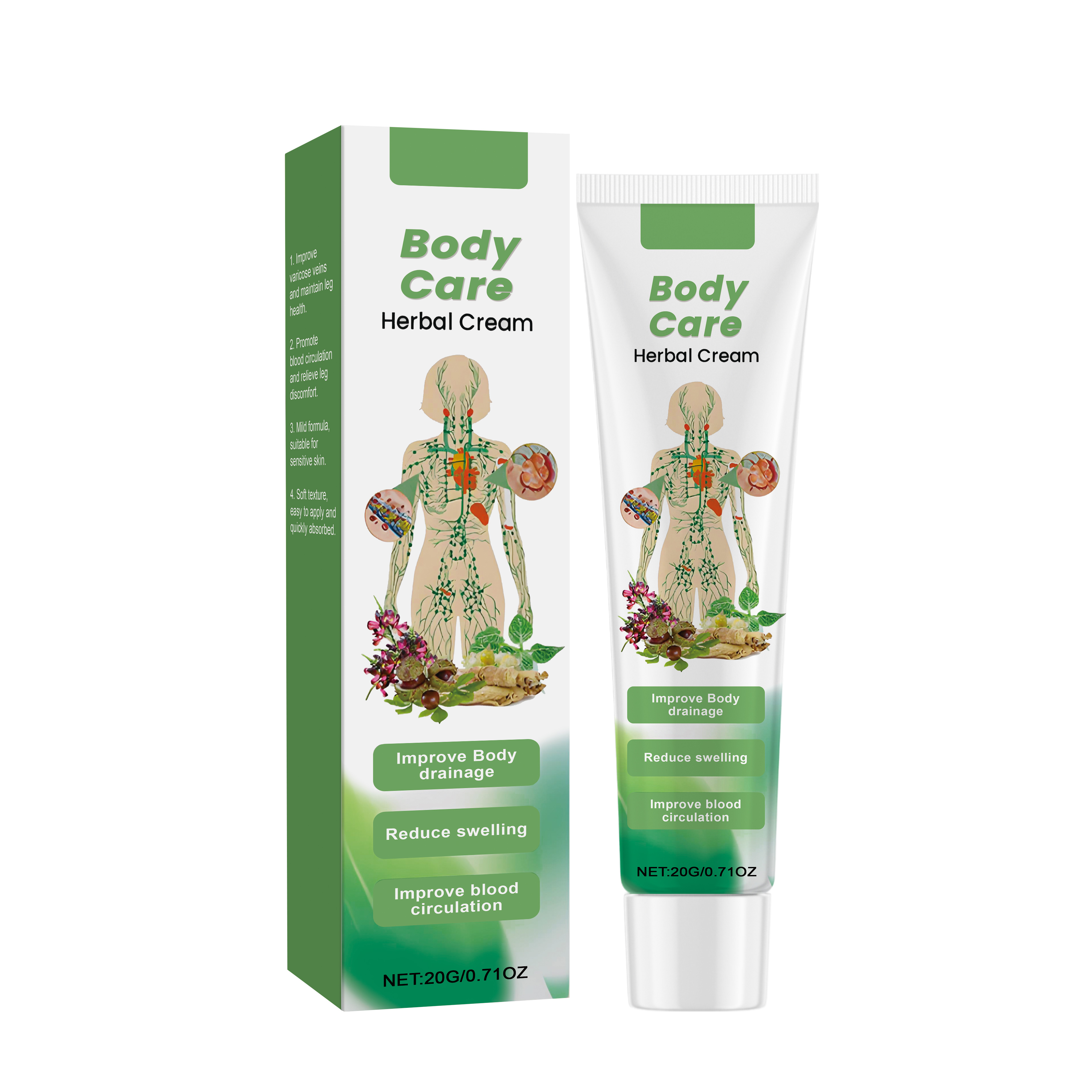 Herbal Care Cream Mild Gentle Comfort Nourish Skin Daily Leg Massage External Use