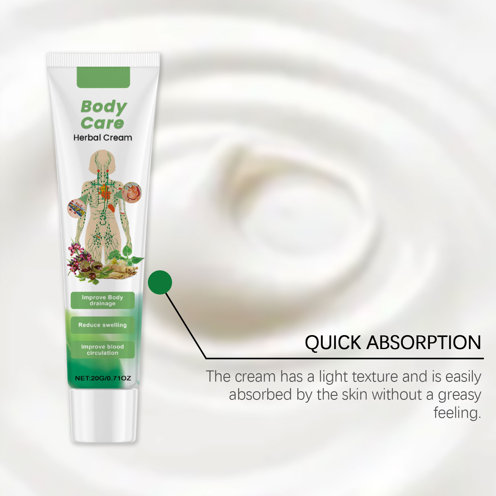 Herbal Care Cream Mild Gentle Comfort Nourish Skin Daily Leg Massage External Use