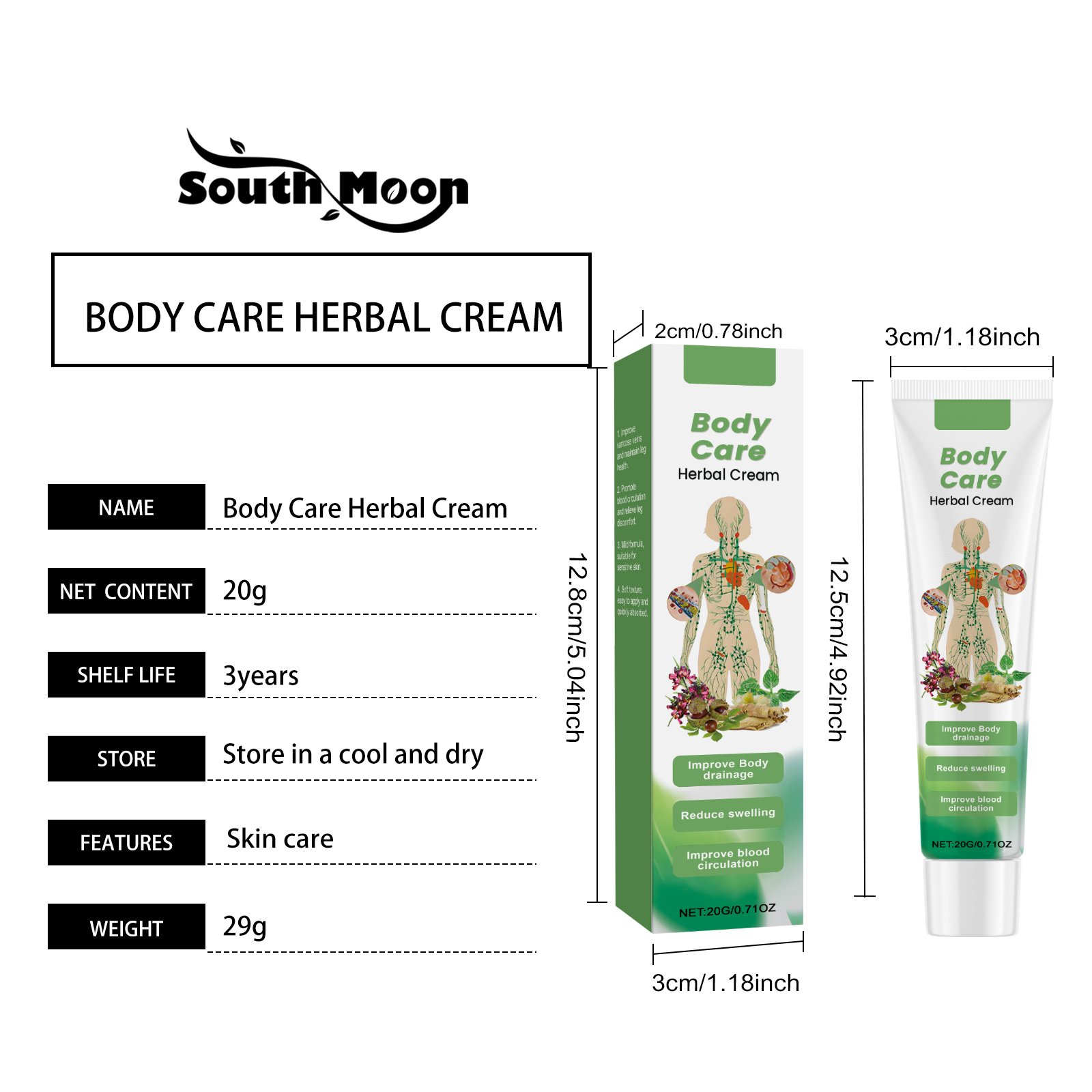 Herbal Care Cream Mild Gentle Comfort Nourish Skin Daily Leg Massage External Use