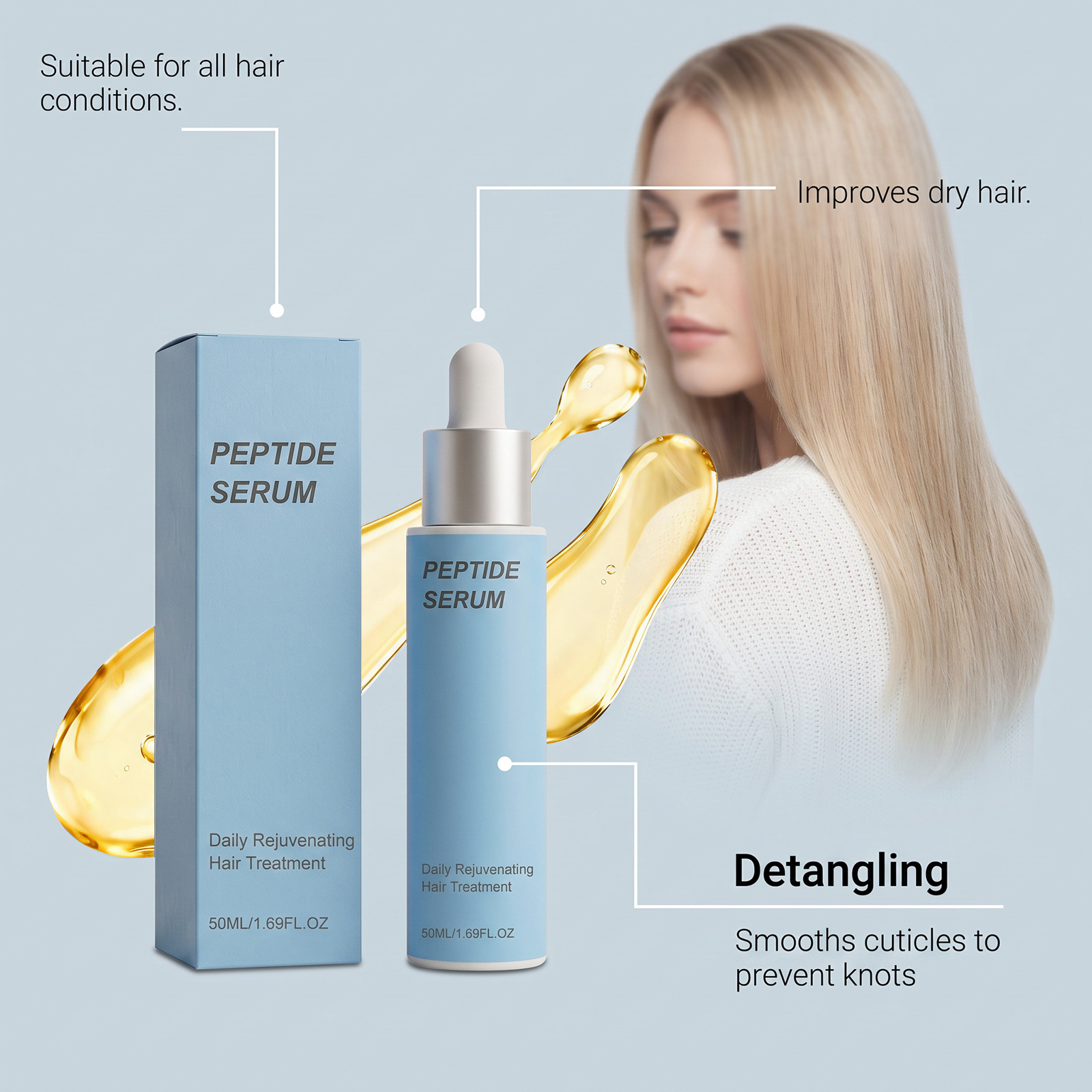 Smooth Hair Care Essence Hydrate Tame Split Bendy Lush Fluffy Silky Light Airy