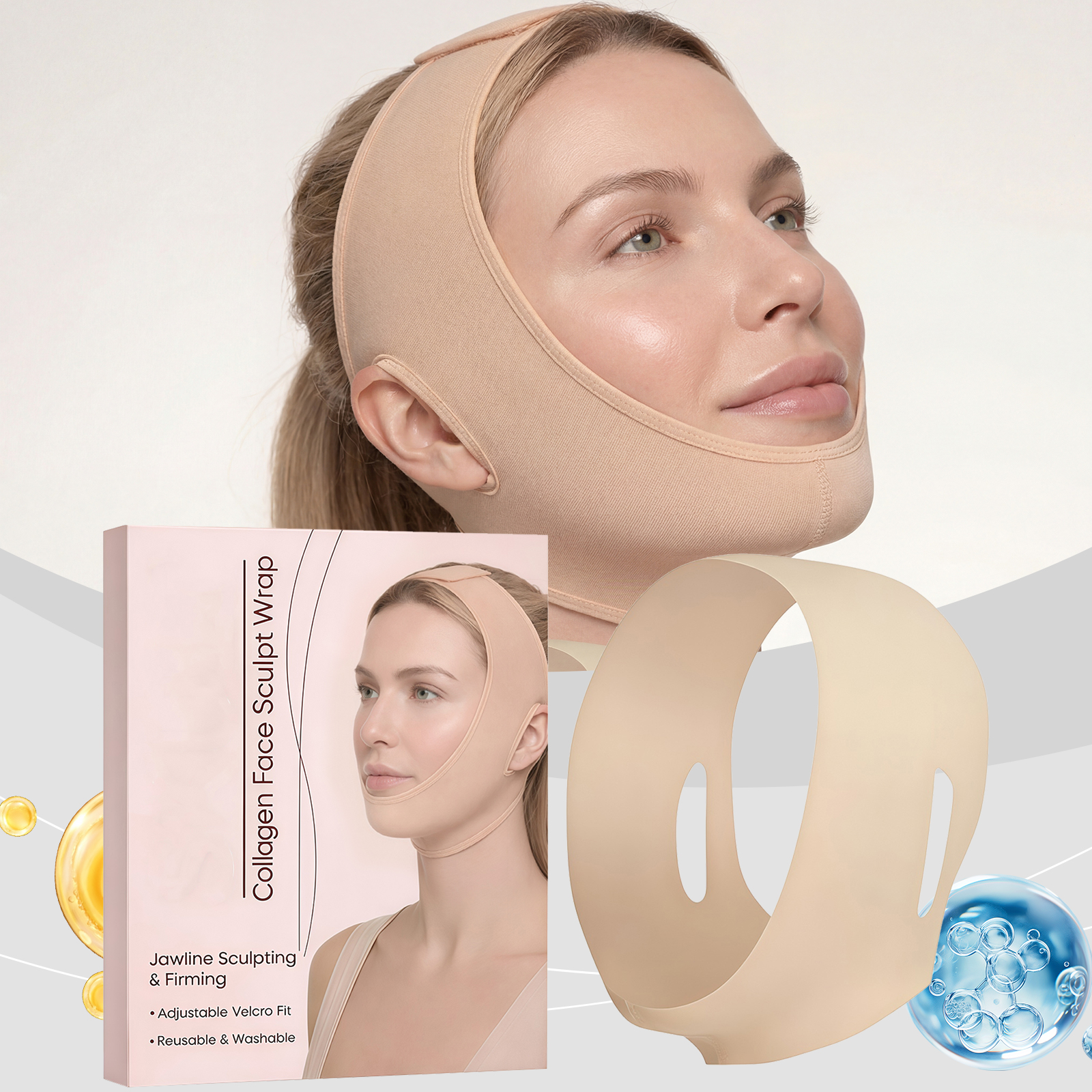 Facial Care Patch Elastic Design Comfortable Wear Soft Wrap Lift Jaw Line Definition Clarity