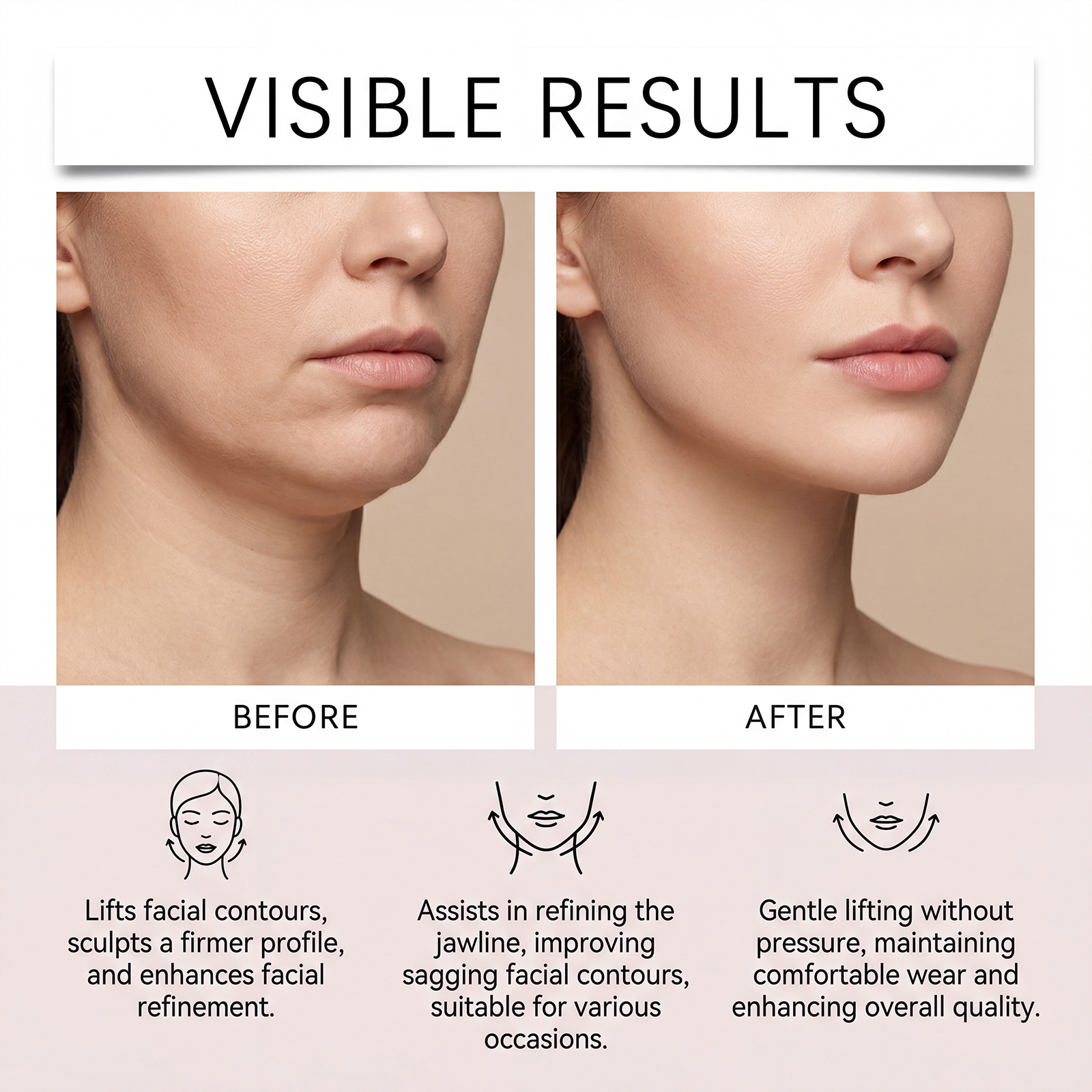 Facial Care Patch Elastic Design Comfortable Wear Soft Wrap Lift Jaw Line Definition Clarity