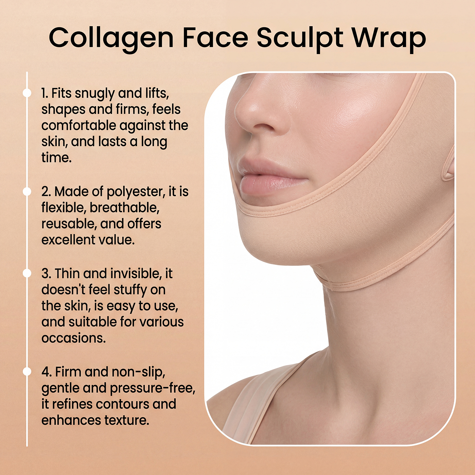 Facial Care Patch Elastic Design Comfortable Wear Soft Wrap Lift Jaw Line Definition Clarity