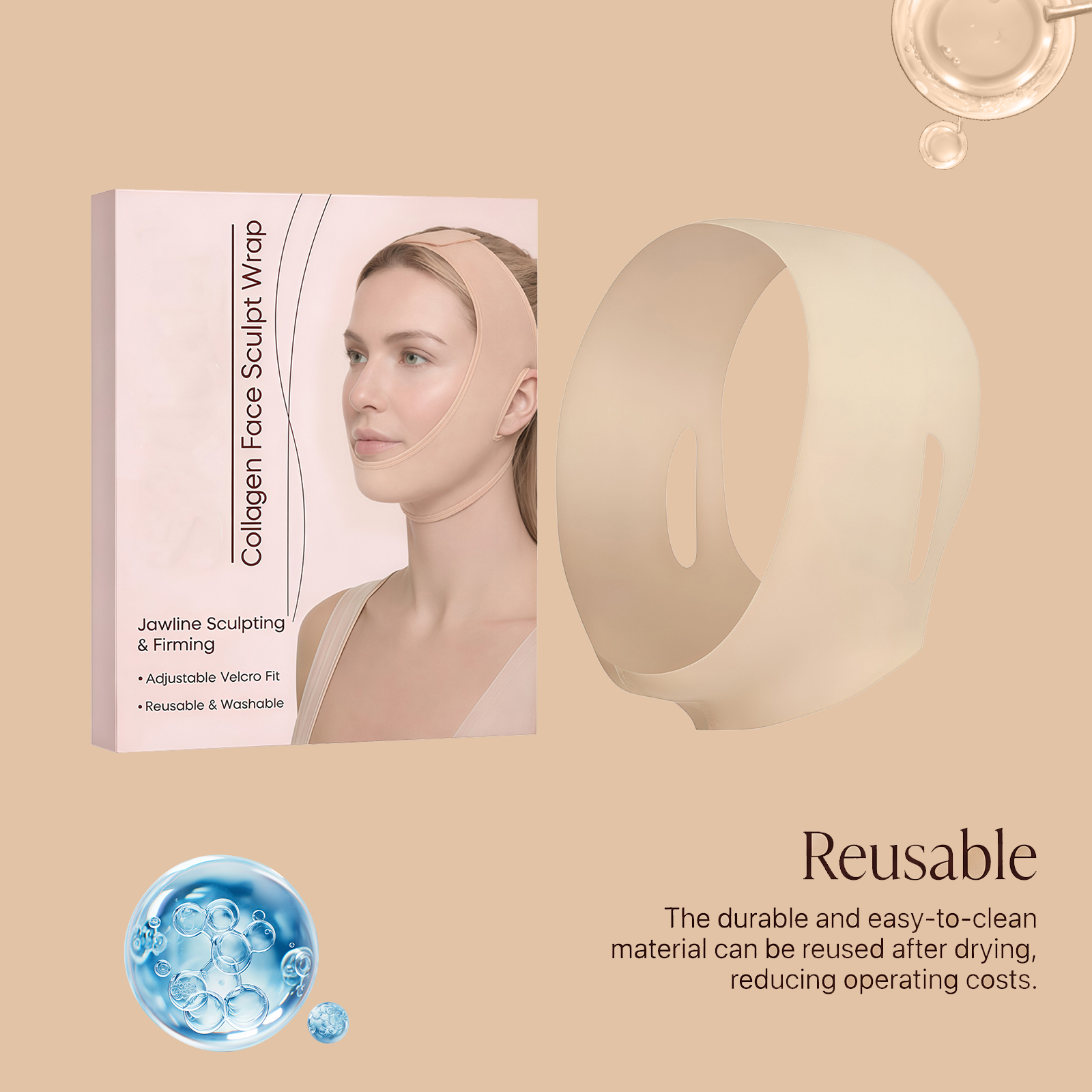 Facial Care Patch Elastic Design Comfortable Wear Soft Wrap Lift Jaw Line Definition Clarity