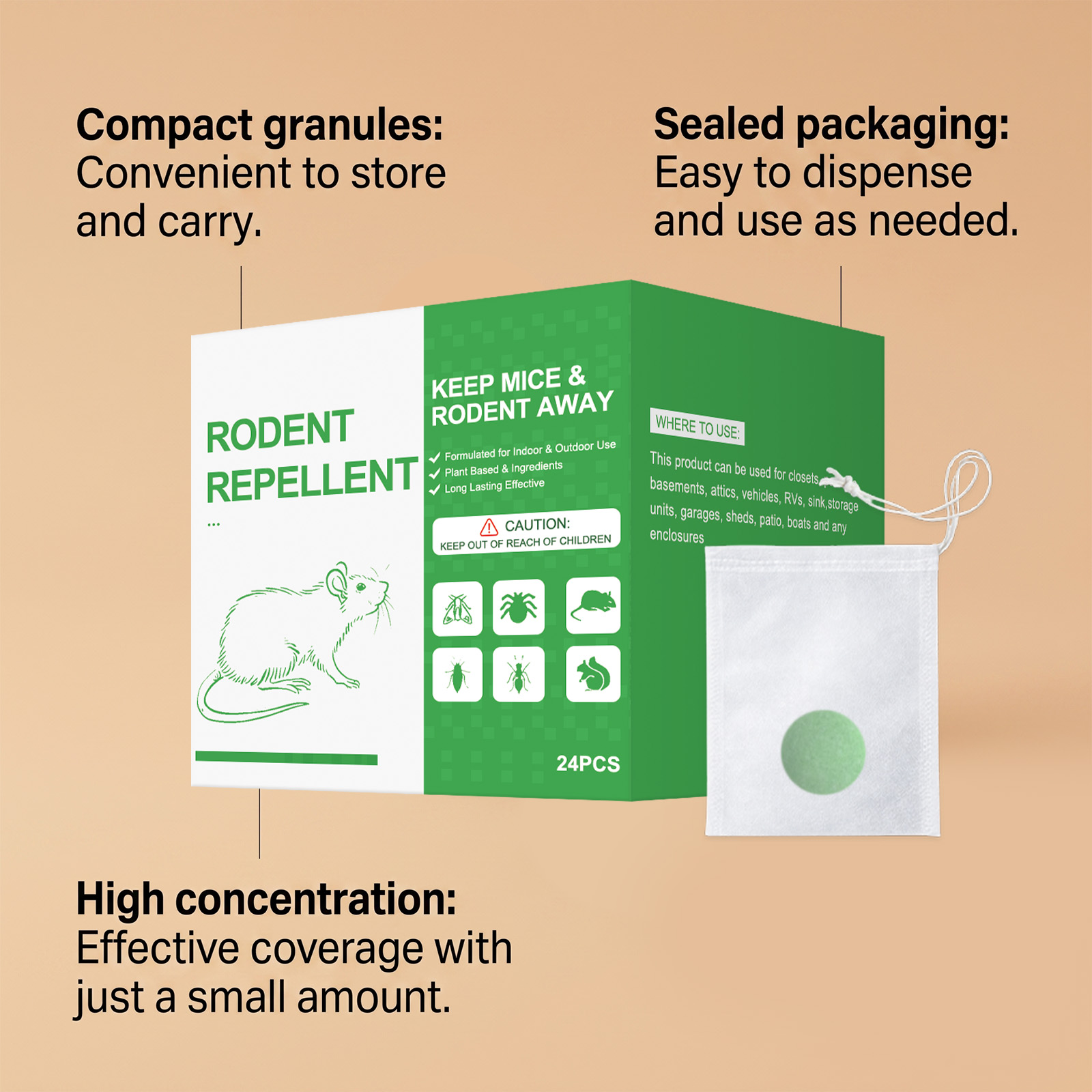 Mouse Repellent Pellet Natural Safe Effective For Indoor Household Warehouse Garage Basement Attic Kitchen Cabinet
