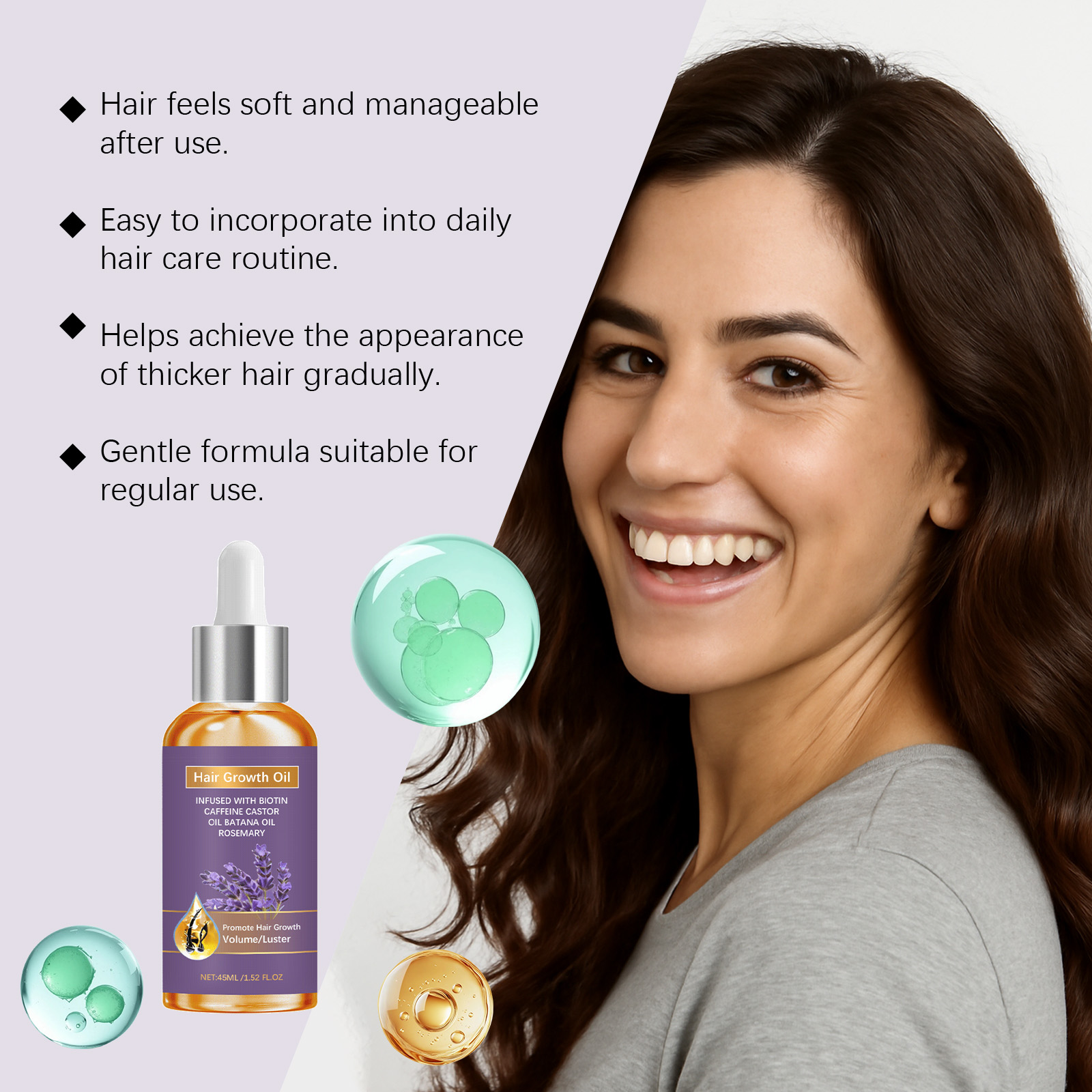 Hair Care Essential Oil Soft Silky Shiny Moist Mild Hydrate Daily Hair Nursing