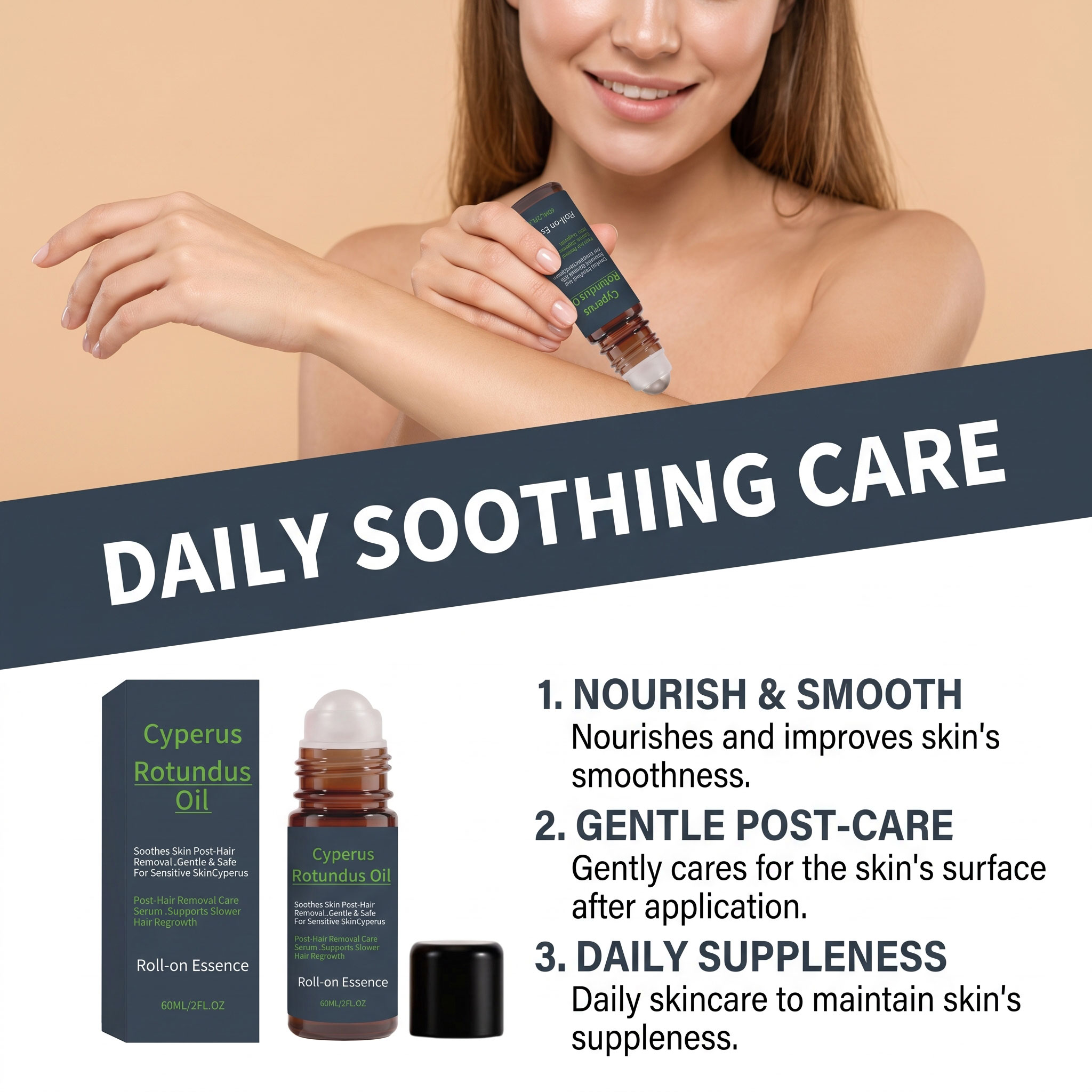 Cyperus Rotundus Roller Essential Oil Mild Nourishing Herbal Extract Comfort Refreshing Soft Massage Skin Care