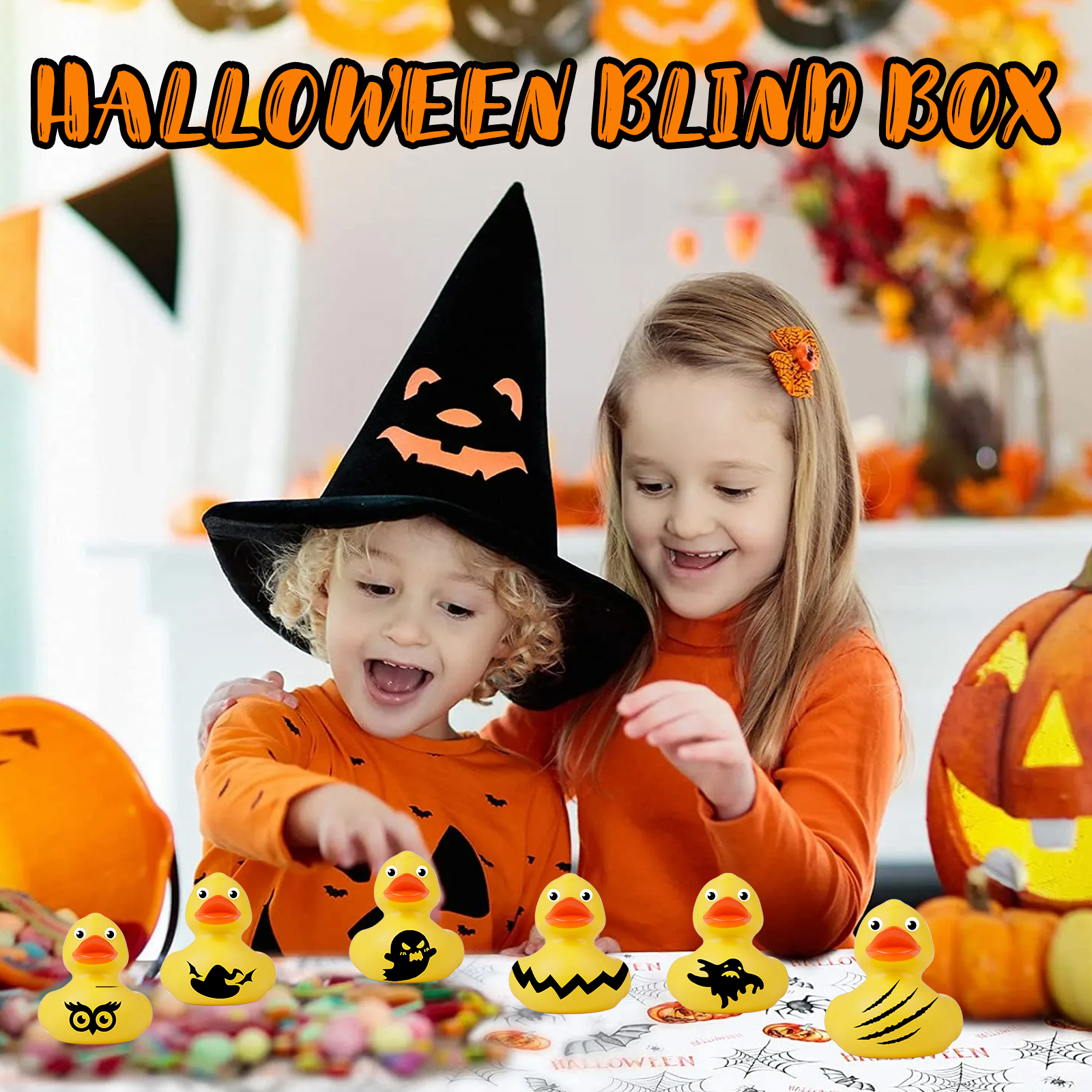 Dowmoo Halloween Duck Blind Box Advent Countdown 24 Grid Surgeon Ornament Rubber Duck Toy Gift Box