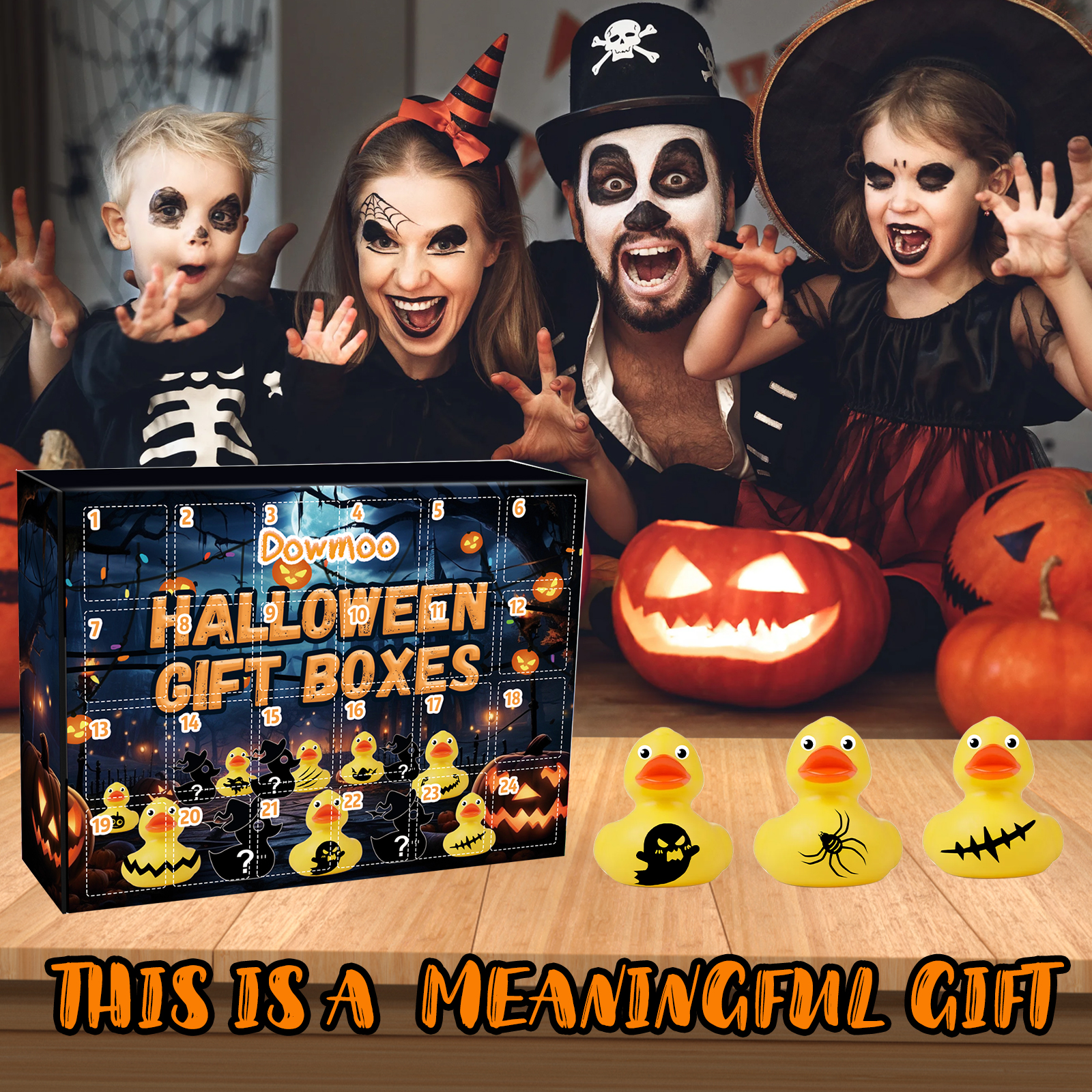 Dowmoo Halloween Duck Blind Box Advent Countdown 24 Grid Surgeon Ornament Rubber Duck Toy Gift Box