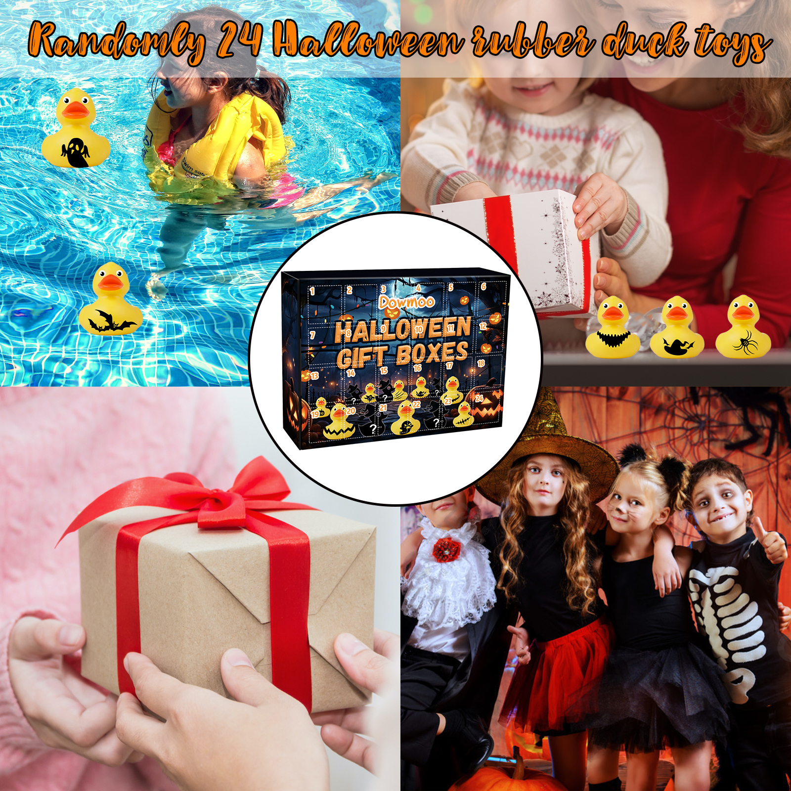 Dowmoo Halloween Duck Blind Box Advent Countdown 24 Grid Surgeon Ornament Rubber Duck Toy Gift Box