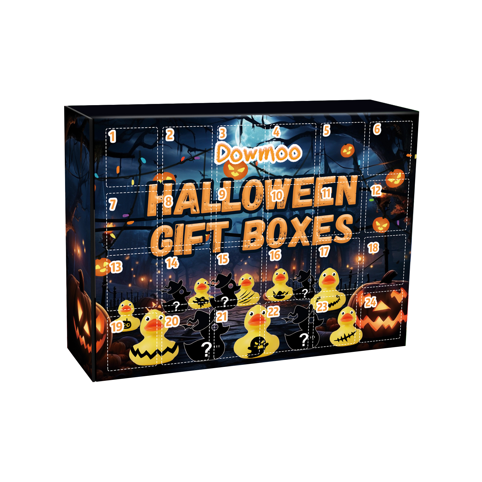 Dowmoo Halloween Duck Blind Box Advent Countdown 24 Grid Surgeon Ornament Rubber Duck Toy Gift Box