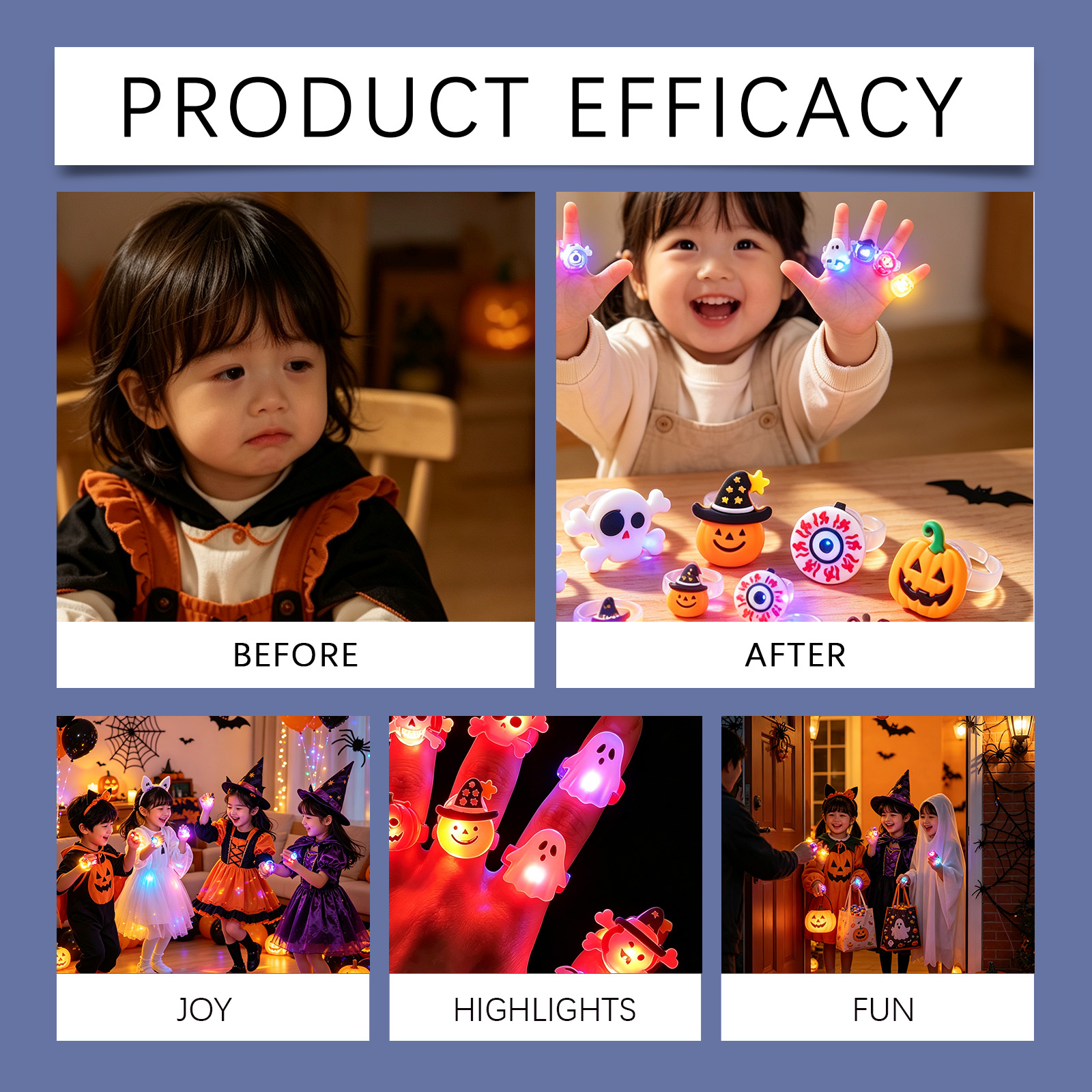 Dowmoo Halloween Light Up Rings Multiple Fun Cute Shapes Exquisite Tiny Toys Create Festival Atmosphere