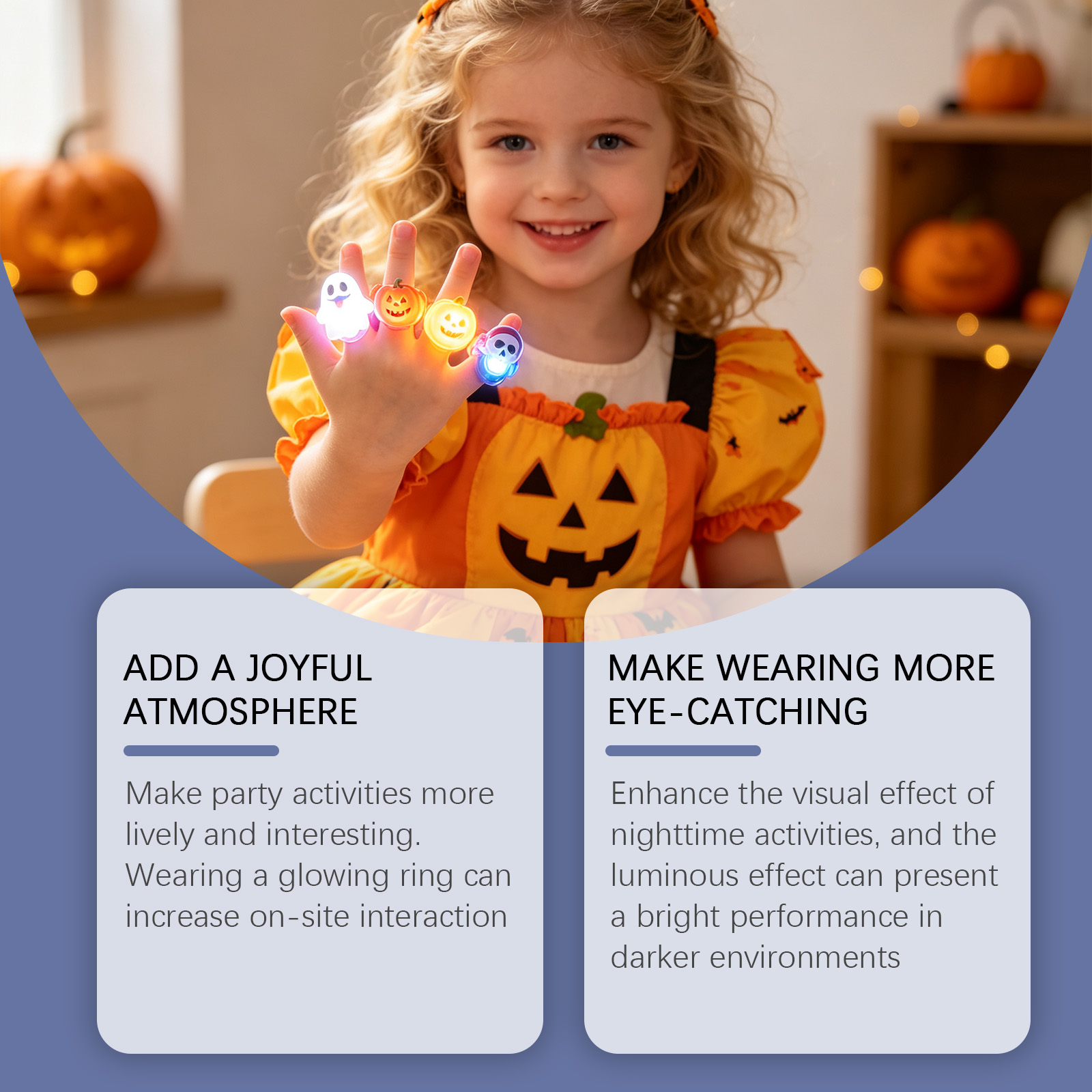 Dowmoo Halloween Light Up Rings Multiple Fun Cute Shapes Exquisite Tiny Toys Create Festival Atmosphere
