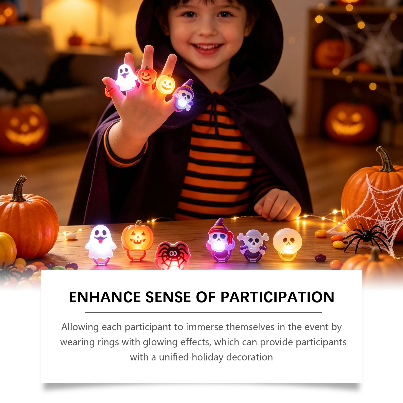 Dowmoo Halloween Light Up Rings Multiple Fun Cute Shapes Exquisite Tiny Toys Create Festival Atmosphere