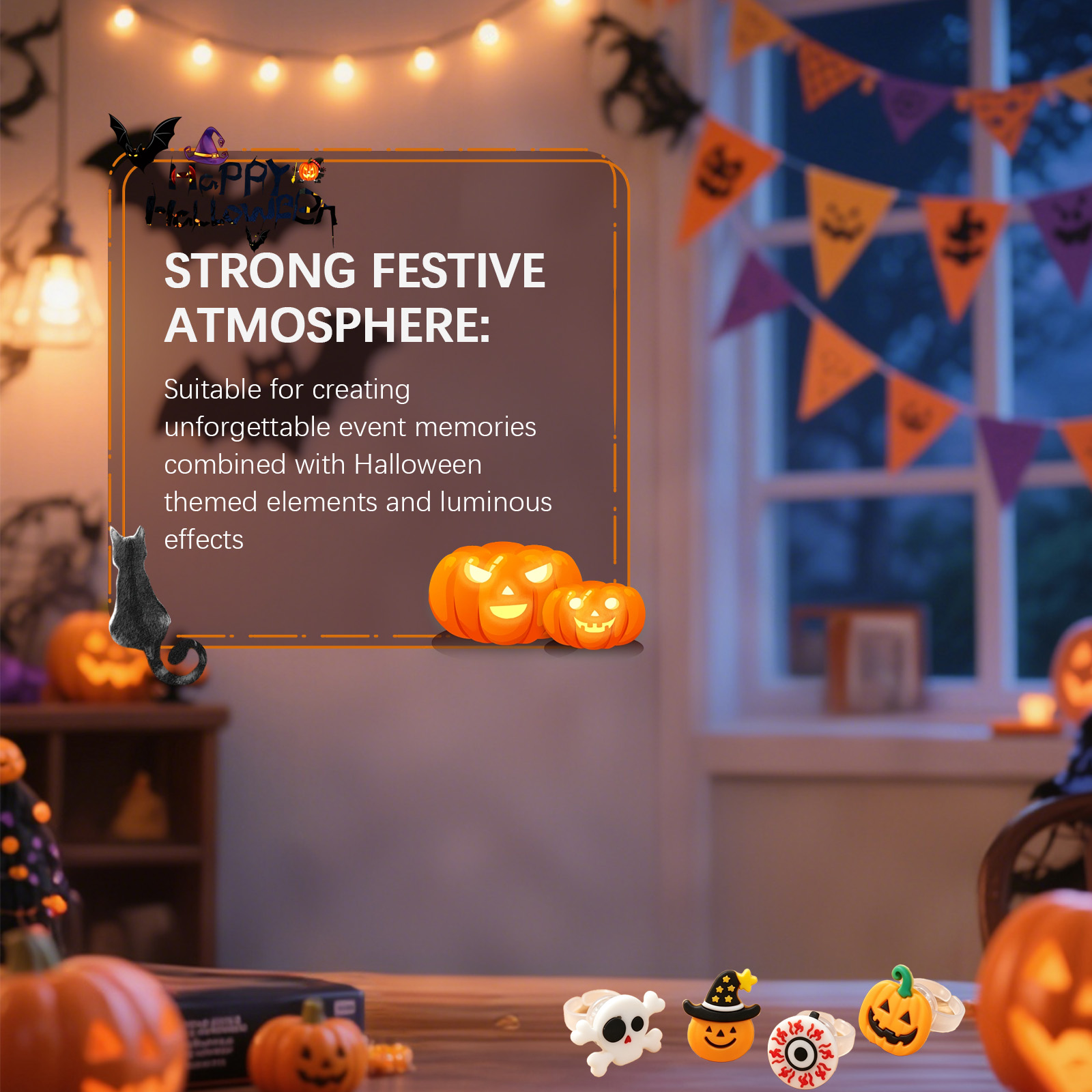 Dowmoo Halloween Light Up Rings Multiple Fun Cute Shapes Exquisite Tiny Toys Create Festival Atmosphere