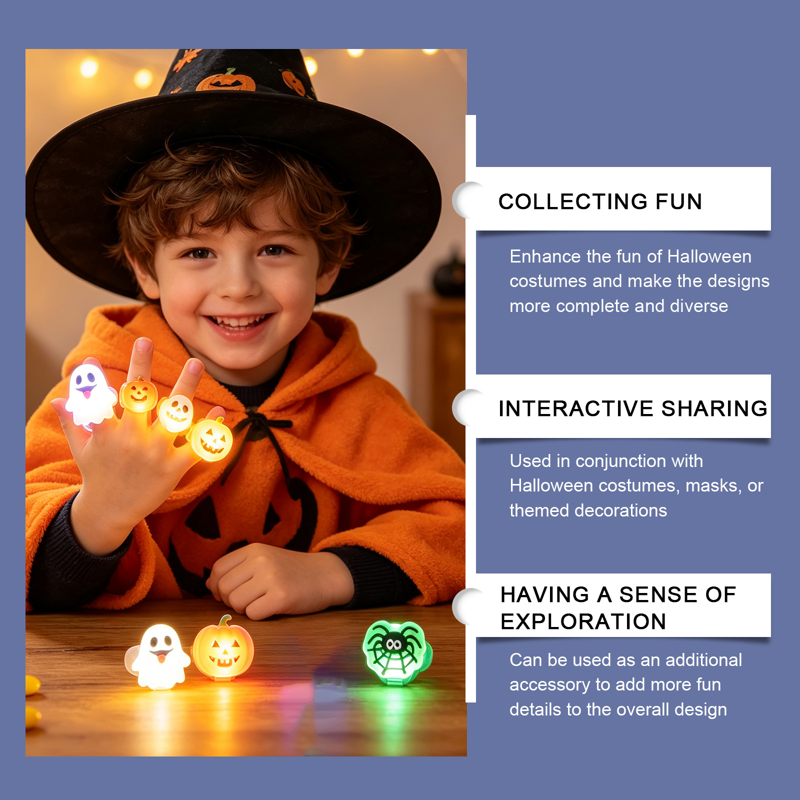 Dowmoo Halloween Light Up Rings Multiple Fun Cute Shapes Exquisite Tiny Toys Create Festival Atmosphere