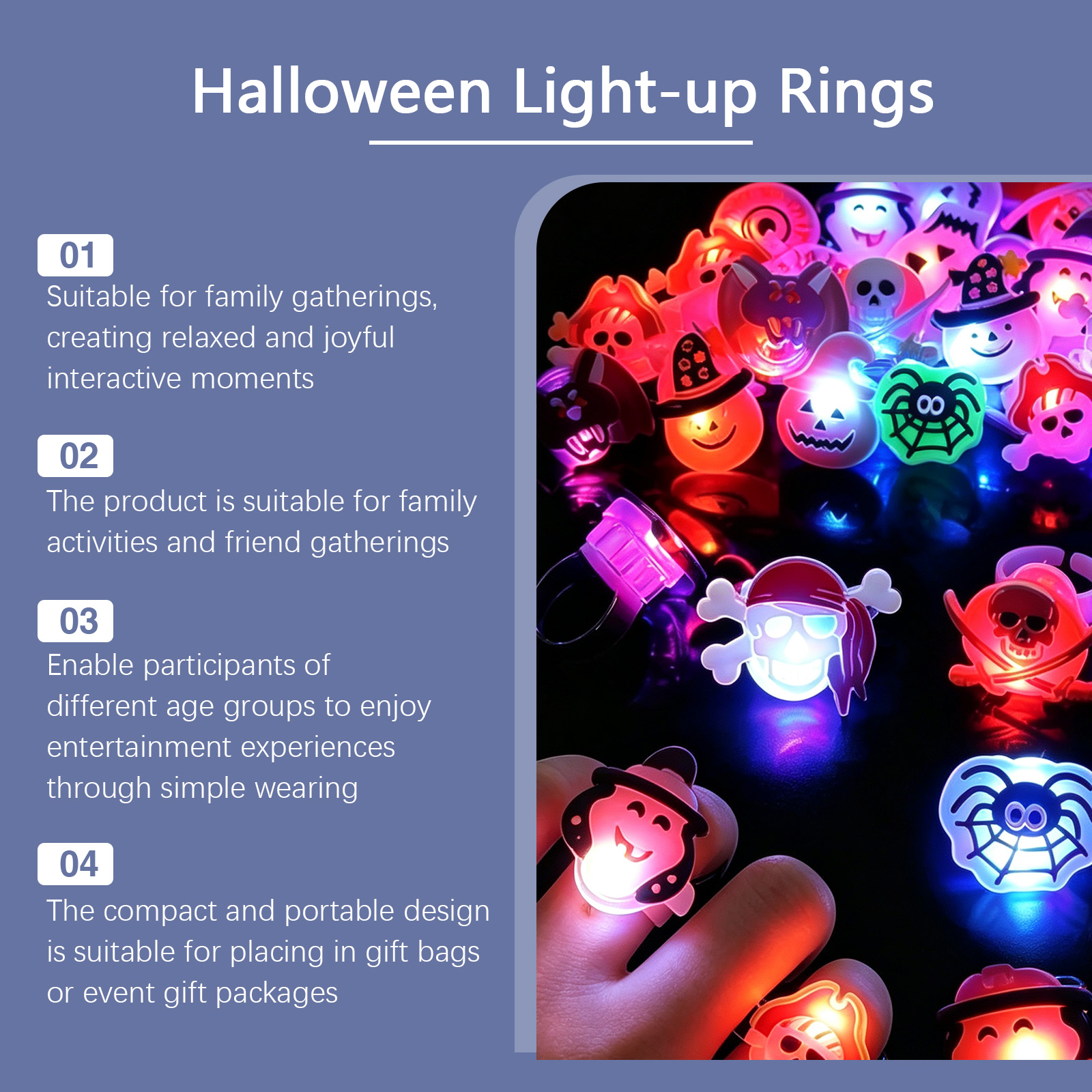 Dowmoo Halloween Light Up Rings Multiple Fun Cute Shapes Exquisite Tiny Toys Create Festival Atmosphere