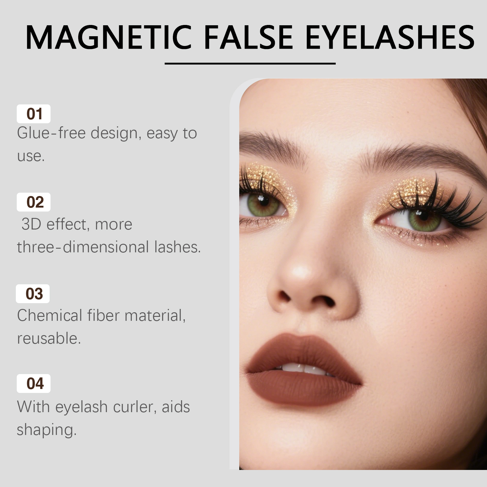 Magnetic False Eyelashes Kit Gorgeous Makeup Natural Charming Eyelashes Daily Portable False Eyelashes
