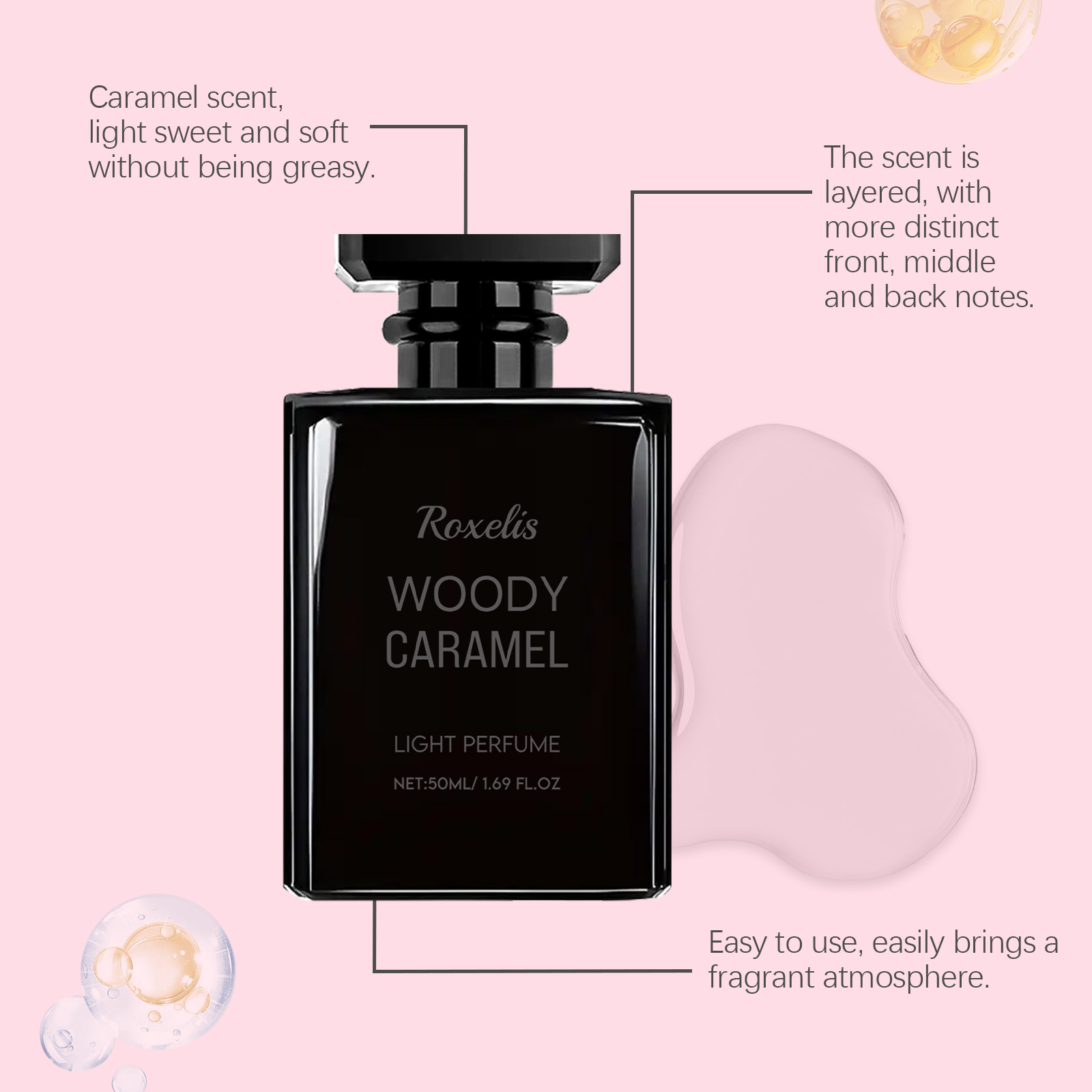 Woody Caramel Perfume Natural Fresh Fragrance Long Lasting Scent Easy Carry Dating Daily Atmosphere Perfume