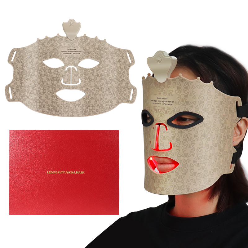 (Light Therapy Face Mask Black) Silicone LED Face Mask 7 Color Red Light Therapy Mask Skin Care Home Wireless Portable Beauty Device for Anti Aging Wrinkles Skin Rejuvenation