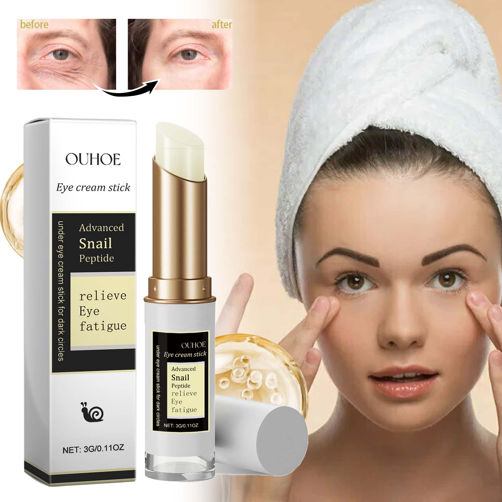 Snail Eye Cream Stick Moisturizing Firming For Dark Circles Puffiness And Fine Lines Daily Eye Care