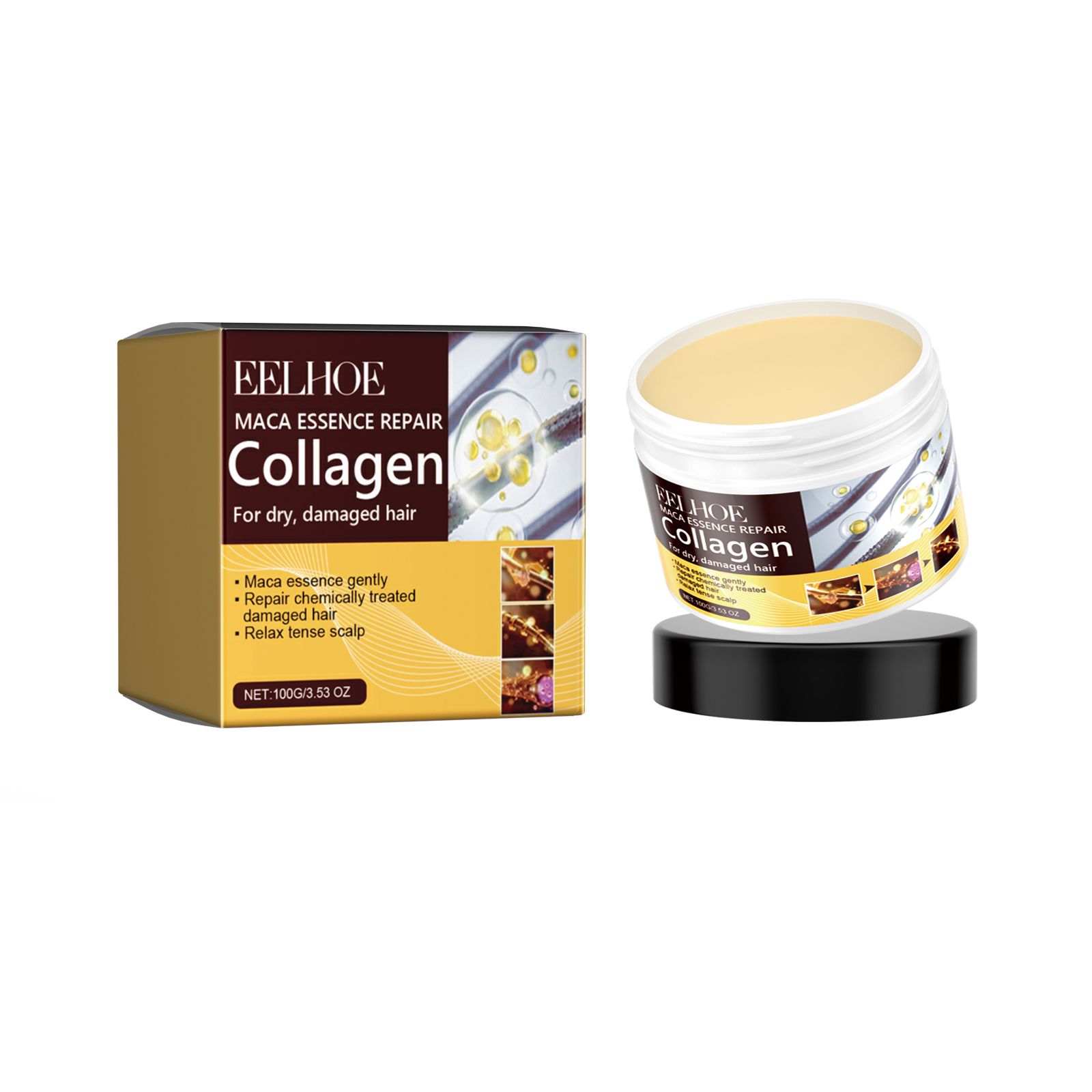 Collagen Repair Hair Mask For Dry Frizzy Tangled Hair Strengthening Smoothing Daily Care 100g