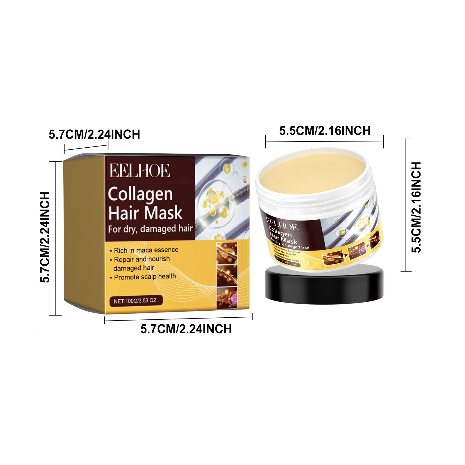 Collagen Repair Hair Mask For Dry Frizzy Tangled Hair Strengthening Smoothing Daily Care 100g