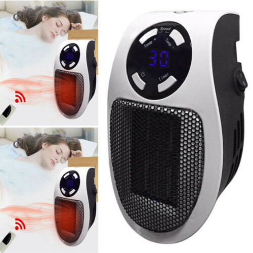 Electric Mini Heater Portable 500W 220V UK Plug-in Wall-outlet Space Fans Heater
