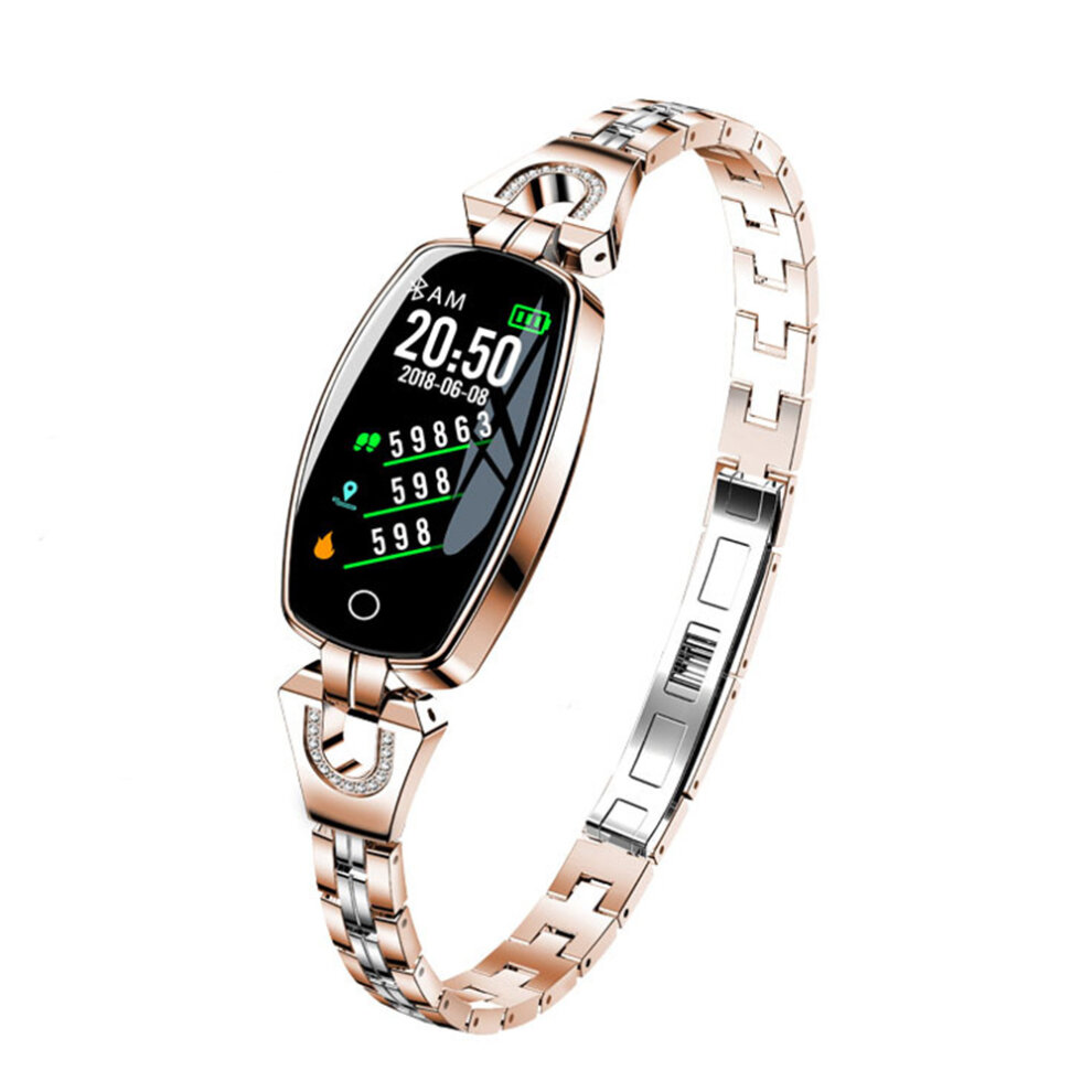 Smart Watch Bluetooth Bracelet  Lady Luxury Fitness Tracker Wristwatch Band with Heart Rate Monitor Variation Reminder Pedometer IP67 Waterproof Gold