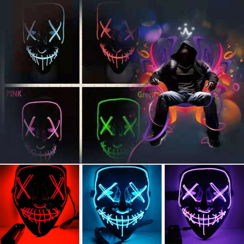 Halloween Mask LED 3 Light Up Modes for Cosplay Costumes Festival Carnival Masquerade Party Gifts for Kids Adult Men Women