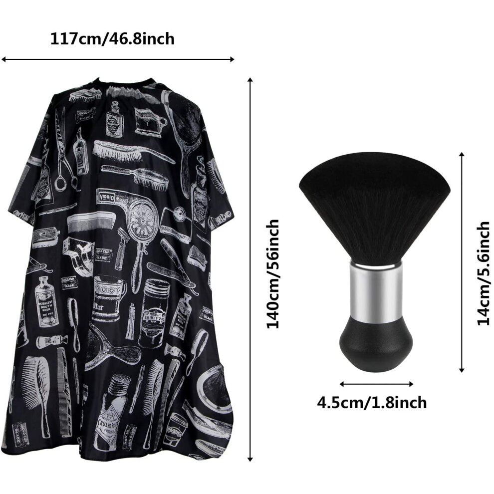 Professional Hair Cutting Cape with Neck Duster Brush, Salon Barber Cape, Hair Cutting A