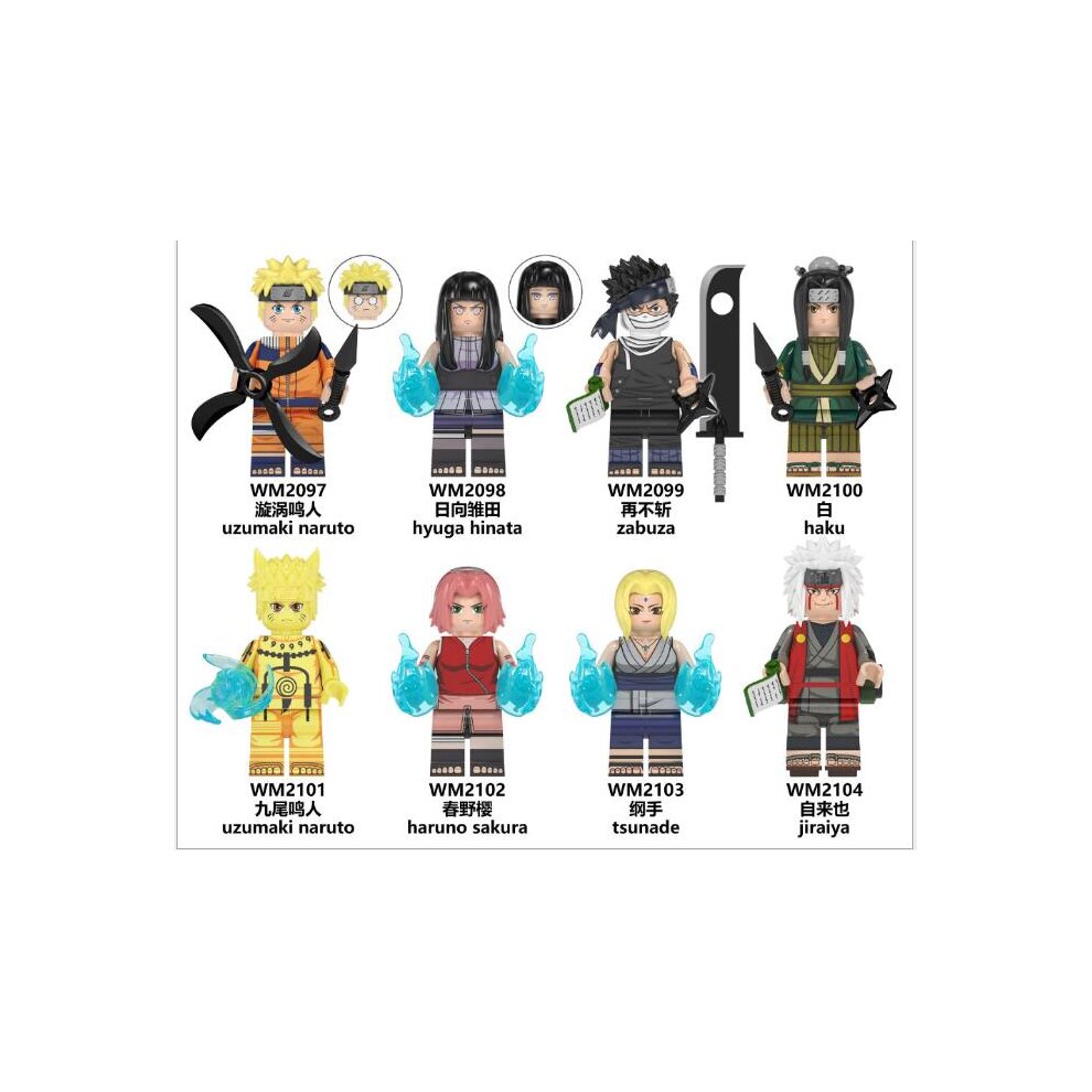 (8 pcs set) Naruto Uzumaki Minifigure Naruto Minifigure Building Blocks Fits Lego