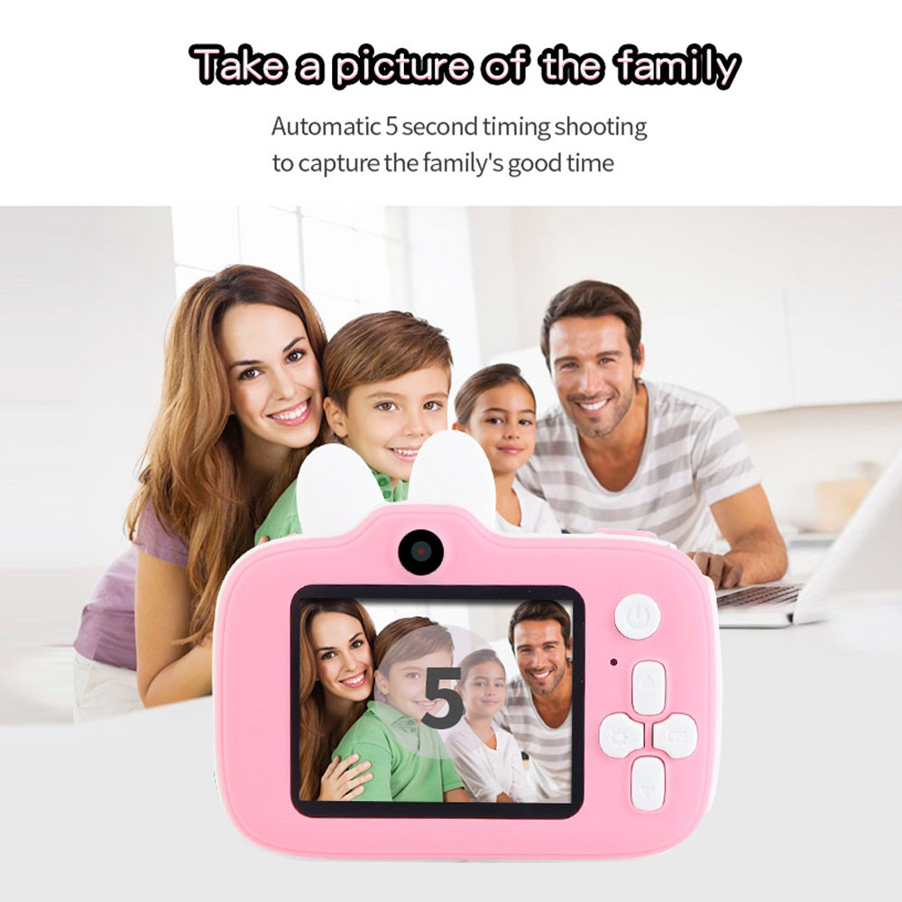 (Yellow) 1080P Kids Digital Camera Cartoon Cute Video Recorder Toy Outdoor Photography Camera with 32GB SD Card Gift for Boys and Girls