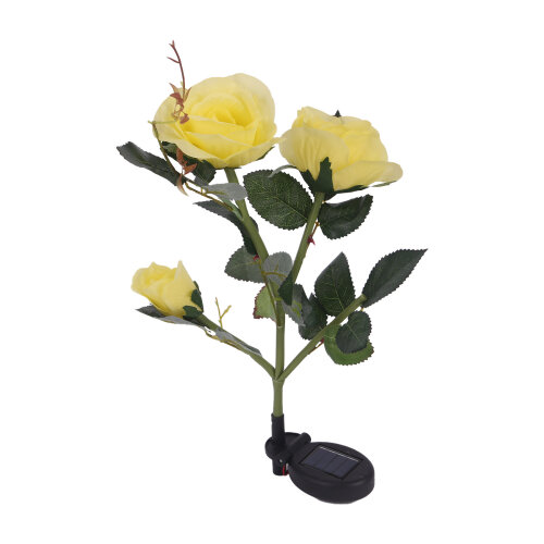 3 LED Solar Rose Lights Garden Lamps Yellow