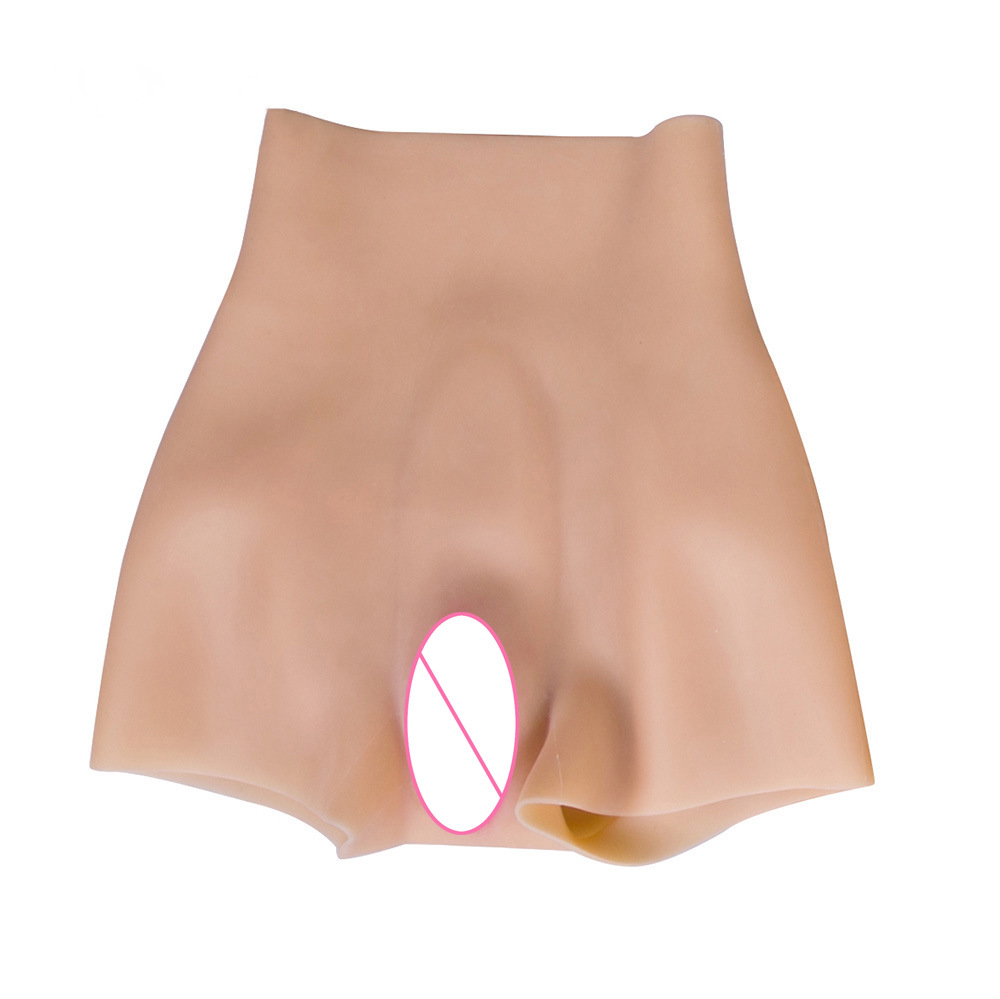 (Flesh Size S) Fake Vagina Pants Pluggable Full Silicone Vagina Shaper Underwear for Crossdresser Transgender Drag Queen Shemale Sex Cosplay