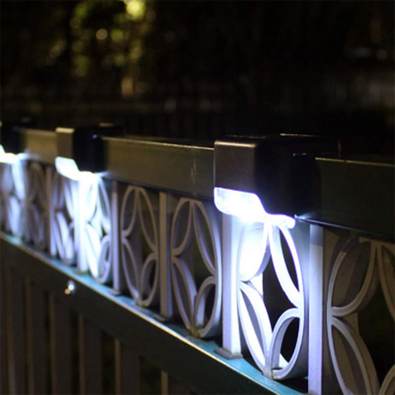 (Warm White) 4Pcs LED Solar Path Stair Lights Outdoor Garden Yard Fence Wall Landscape Lamp Solar Light for Stair Courtyard
