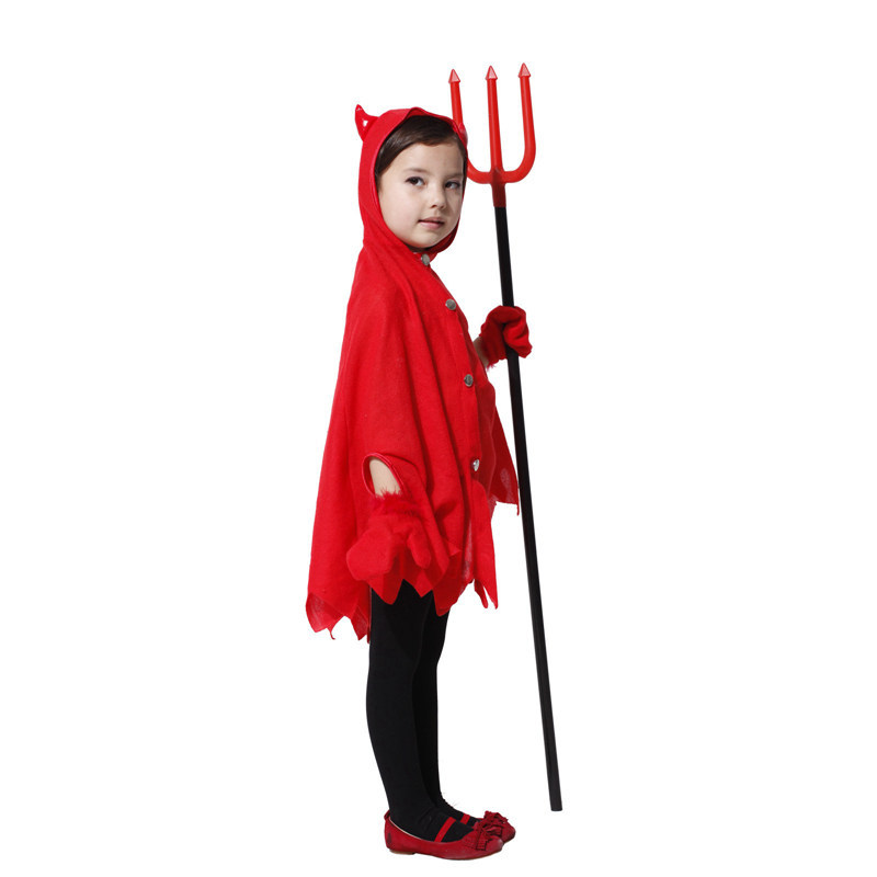 (95~110cm) Little Devil Halloween Costume Cloak for Kids for Masquerade Party Halloween Christmas Role Playing Fancy Dress Party