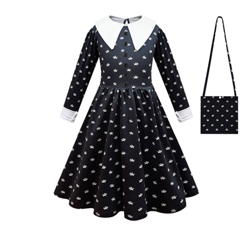 Wednesday Addams Costume Kids Dress for Girls Addams Family Halloween Costumes Cosplay Party Dress