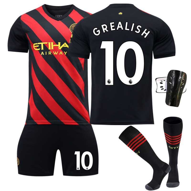 (4~5 Years) 22/23 Manchester City Away Football Jersey No.10 Glalish Kids Sports Short