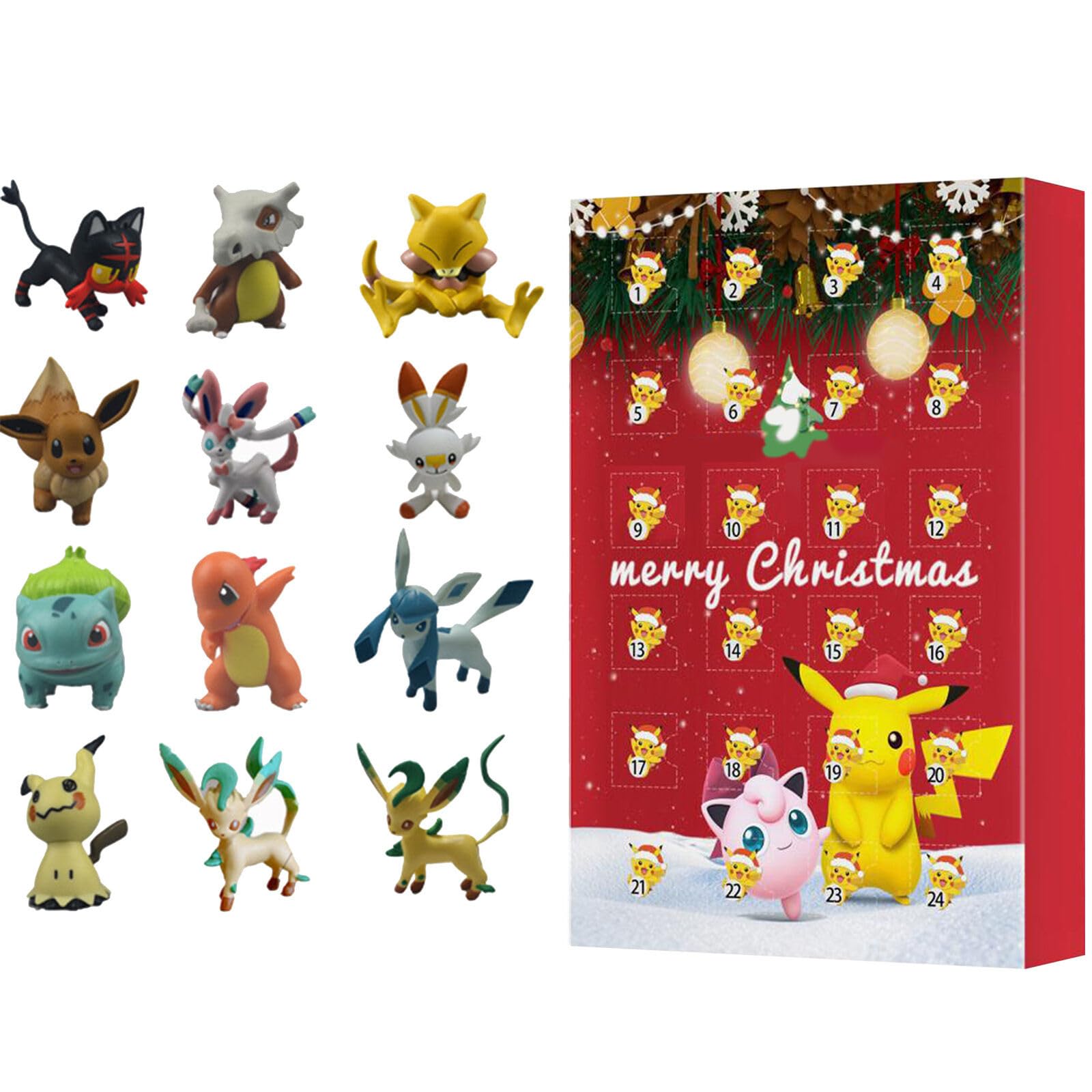(Pokemon Advent calendar Red) Christmas Advent Calendar 2023 Christmas Countdown Advent with PokemonFigure Toy Gifts for Kids Boys Girls