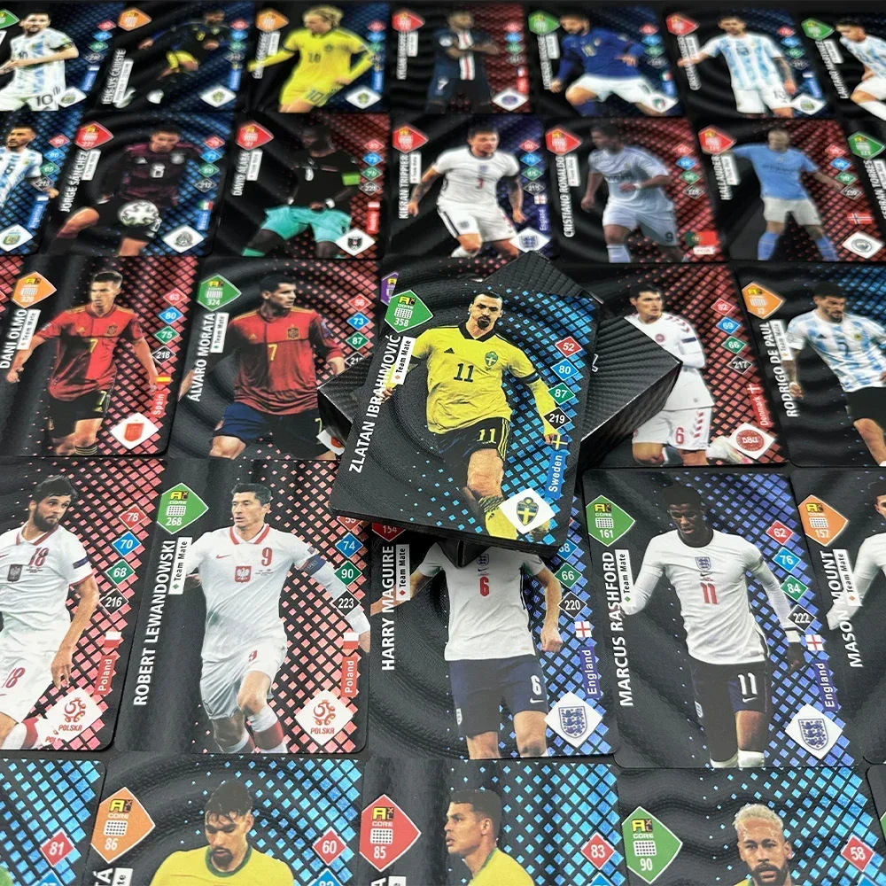 World Football Stars Cards 55Pcs Black Collection Cards Football FIFA All-Star Ronaldo Messi Mbappe English Trading Card Toys Kids Fan Gifts