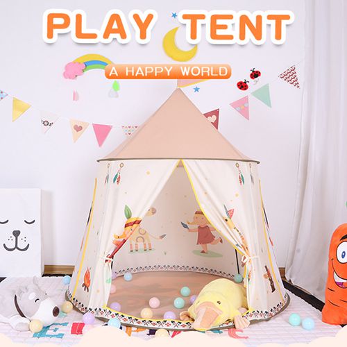 Childrens Foldable Teepee Tent Indian-Themed Playhouse for Indoor Fun