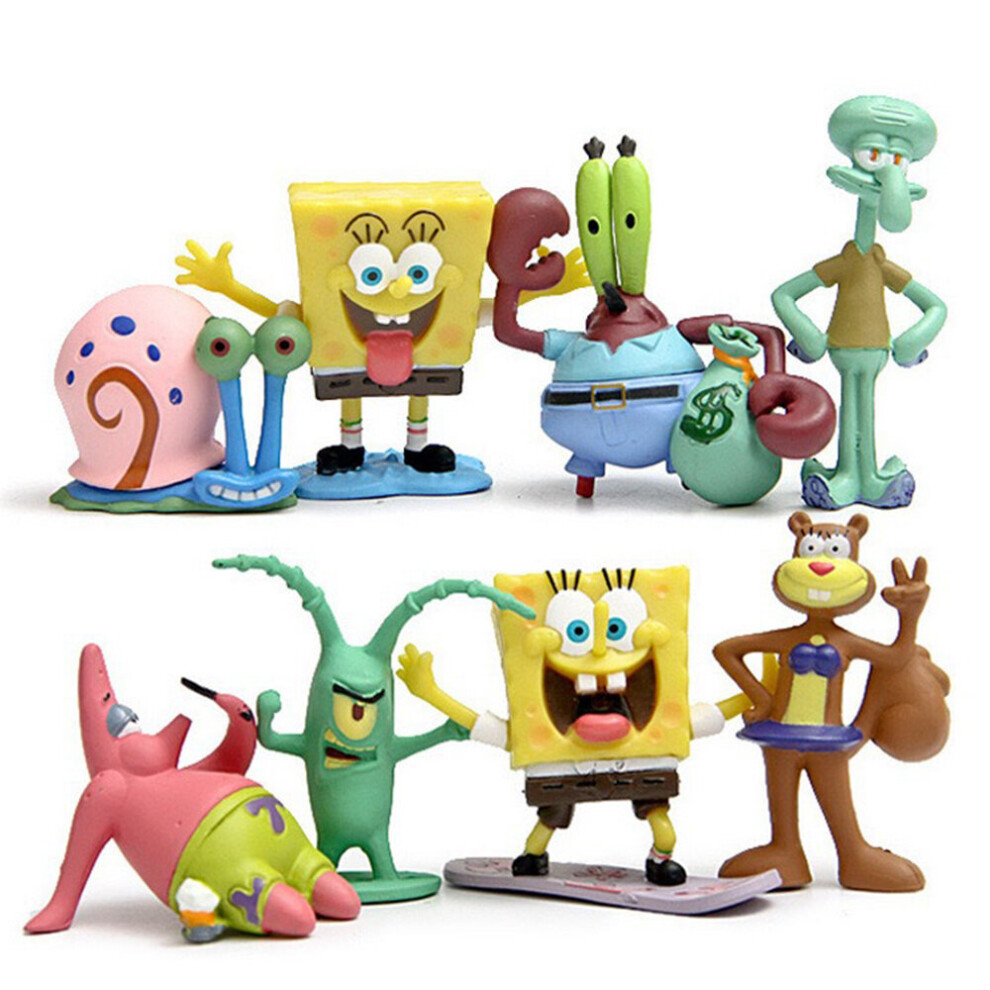 8Pcs SpongeBob SquarePants Action Figures Collectible Model Toy Gift for Kids