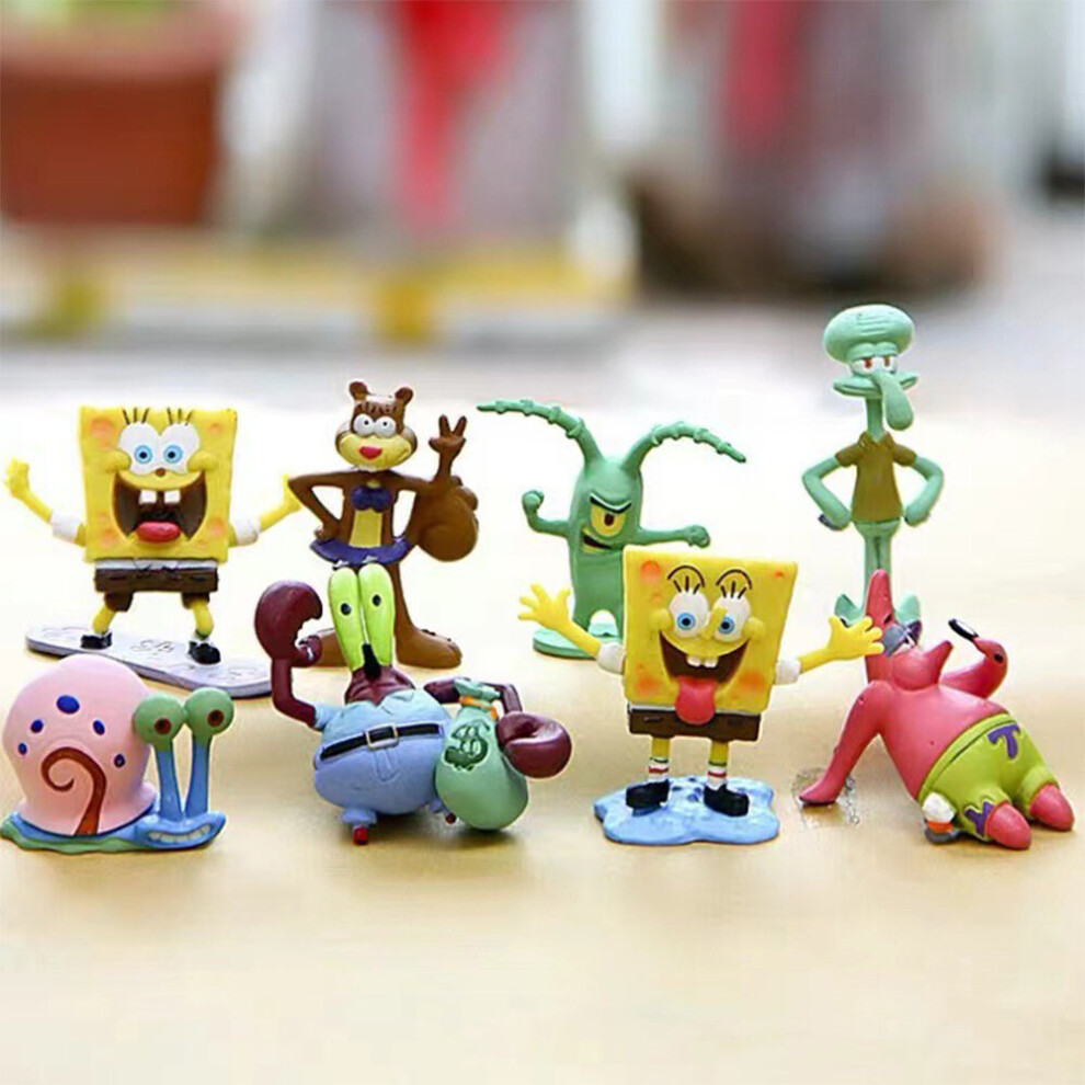 8Pcs SpongeBob SquarePants Action Figures Collectible Model Toy Gift for Kids