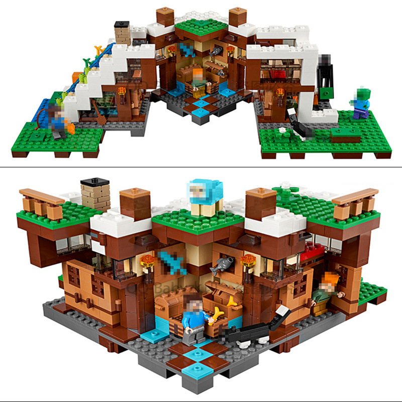 Minecraft The Waterfall Base Building Set with Minifigures Creative Brick Toys for Fans Ideas for Gifts Fit for LEGO