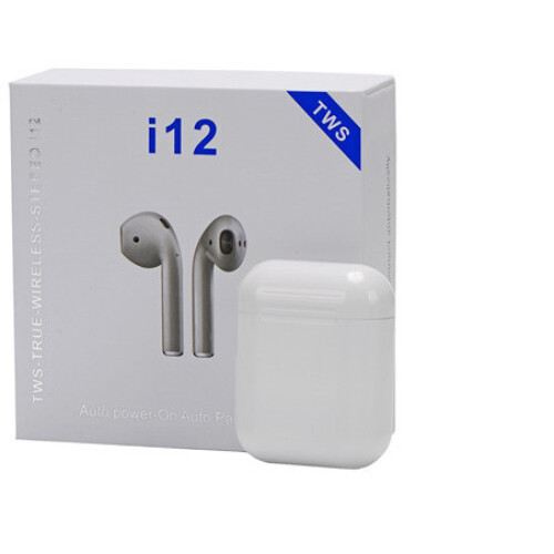 TWS i12 Wireless Earbuds With Wireless Charging Case