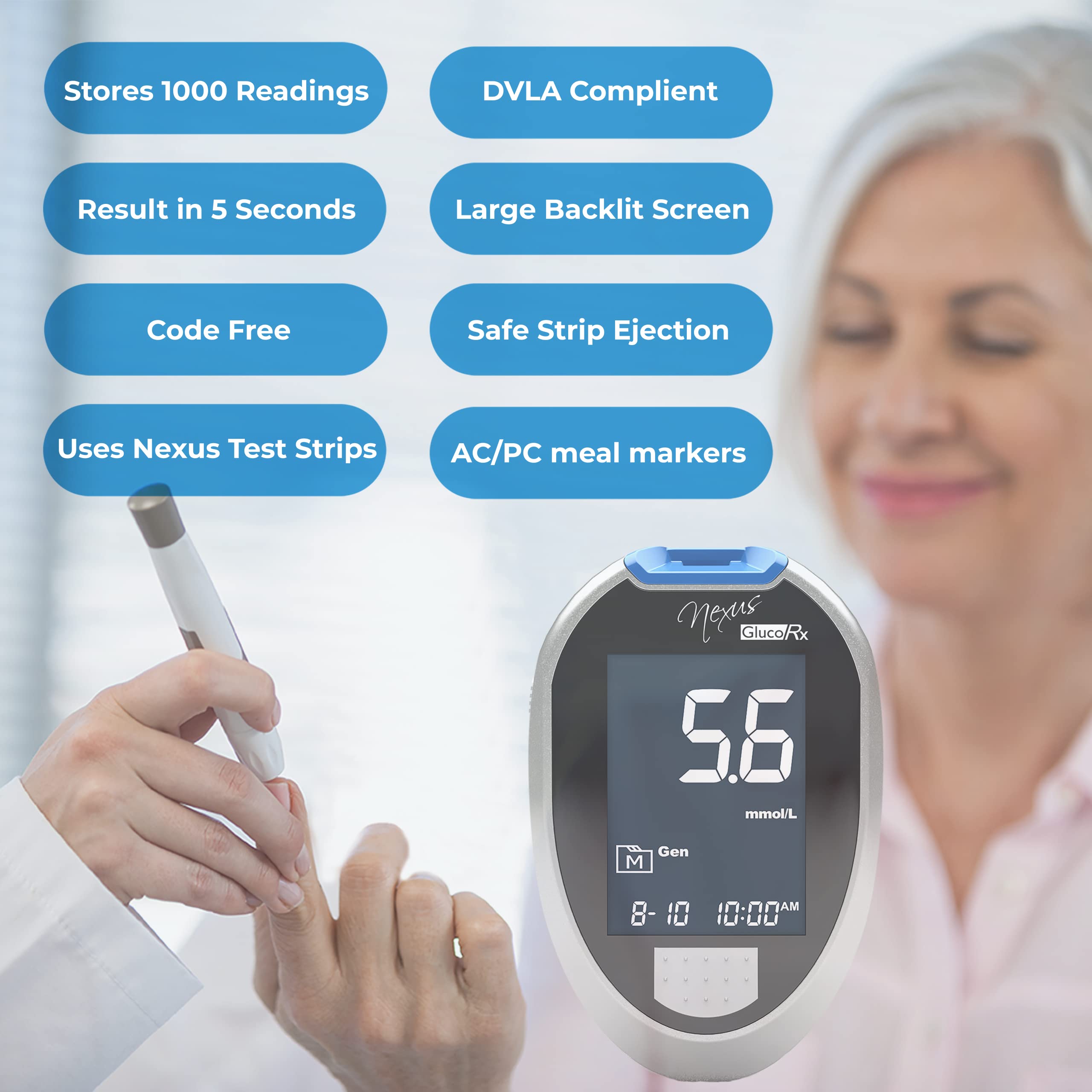 GlucoRx Nexus Blood Glucose Monitoring System Kit