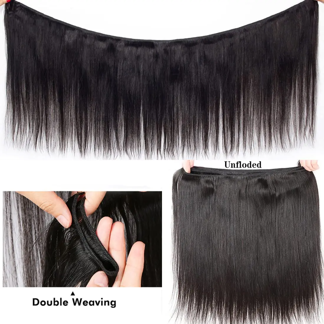 (3pcs 10inches) Straight Hair Bundles 3 Pieces Straight Human Hair Bundles 10A Remy Human Hair Extensions For Black Women